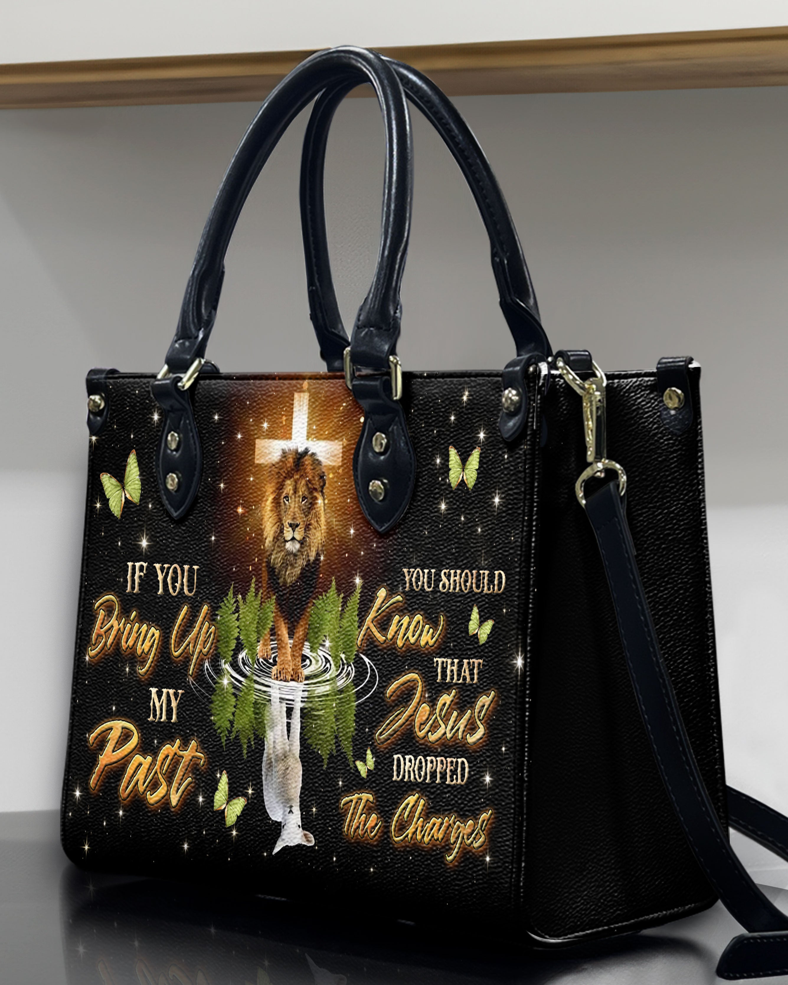 Jesus Dropped The Charges Lion Leather Handbag - Yhln0611244