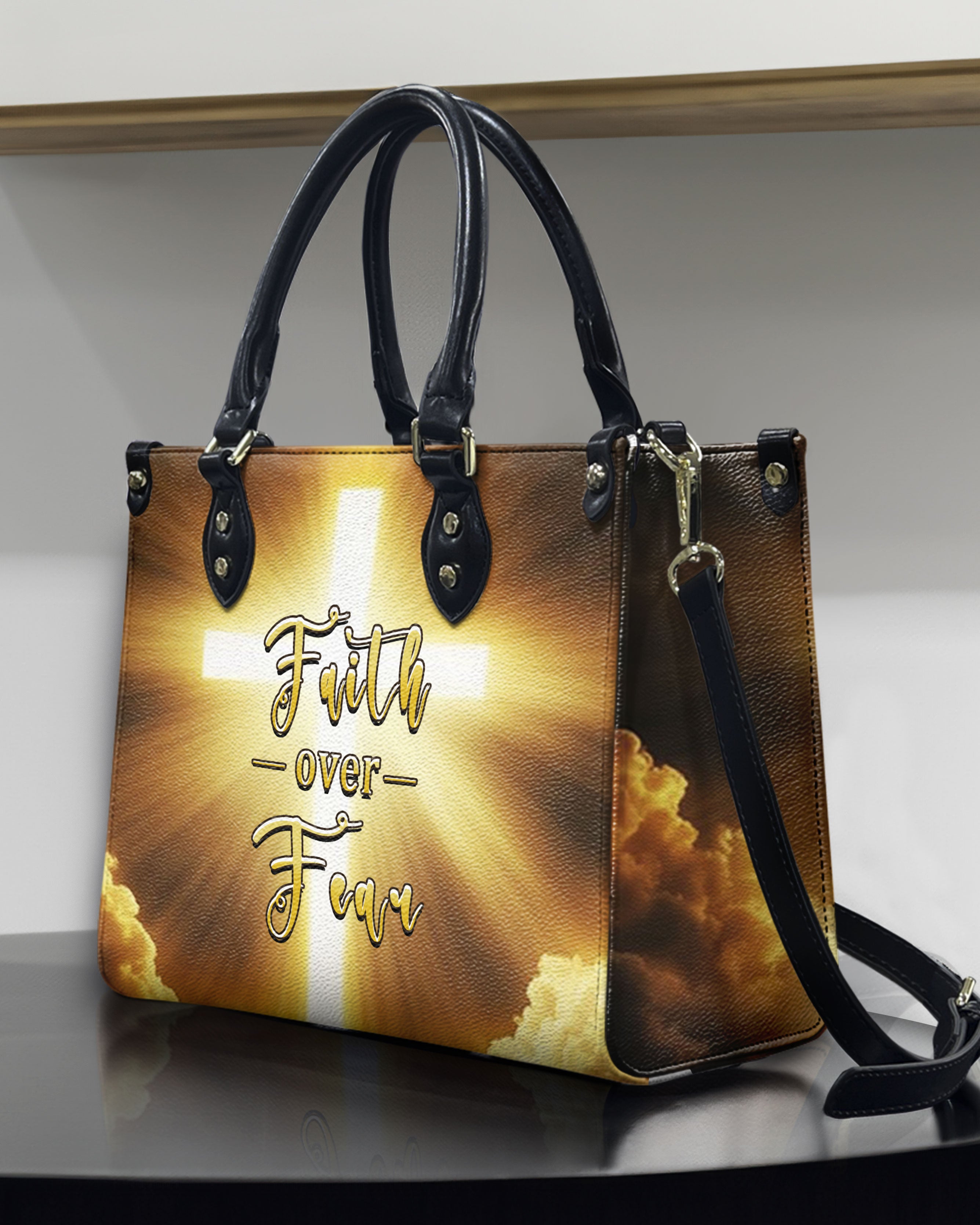 Faith Over Fear Leather Handbag - Yhhn1609244
