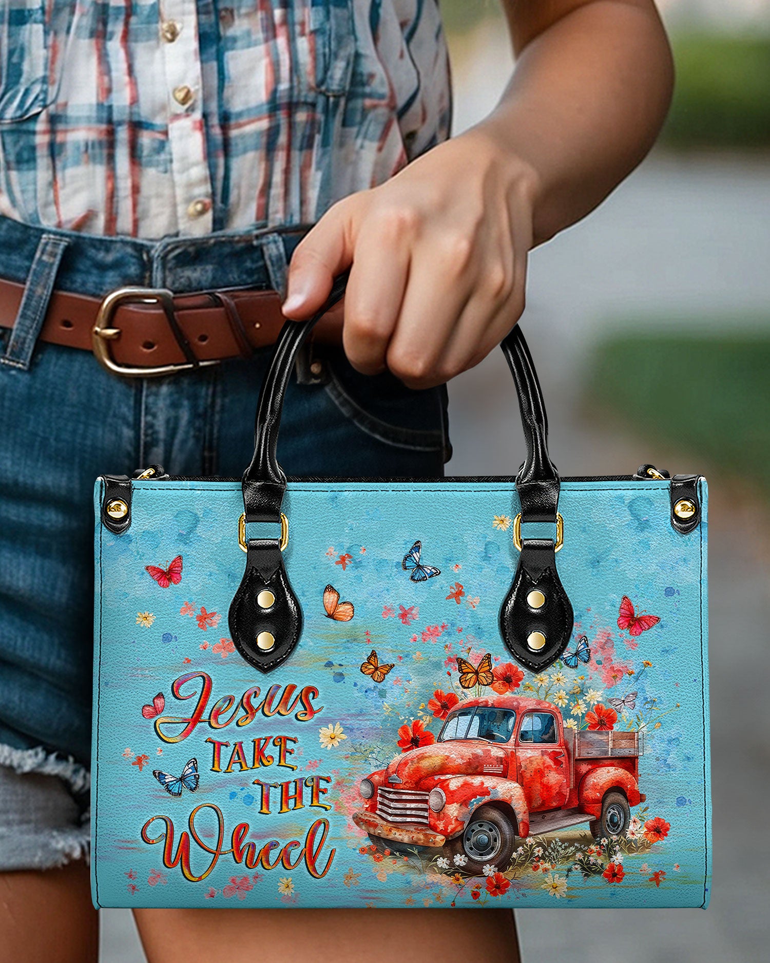 Jesus Take The Wheel Leather Handbag - Yhlt1607244
