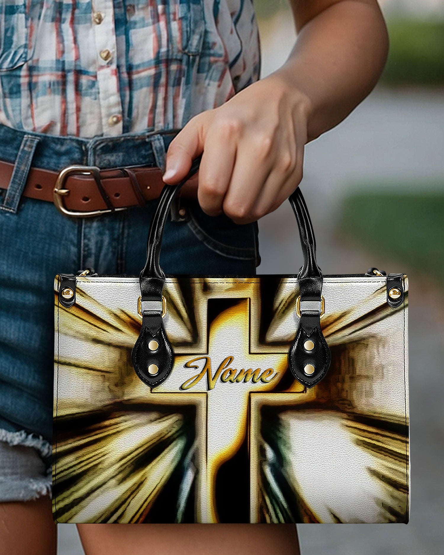 Glowing Cross Leather Handbag - Yhlt1312244