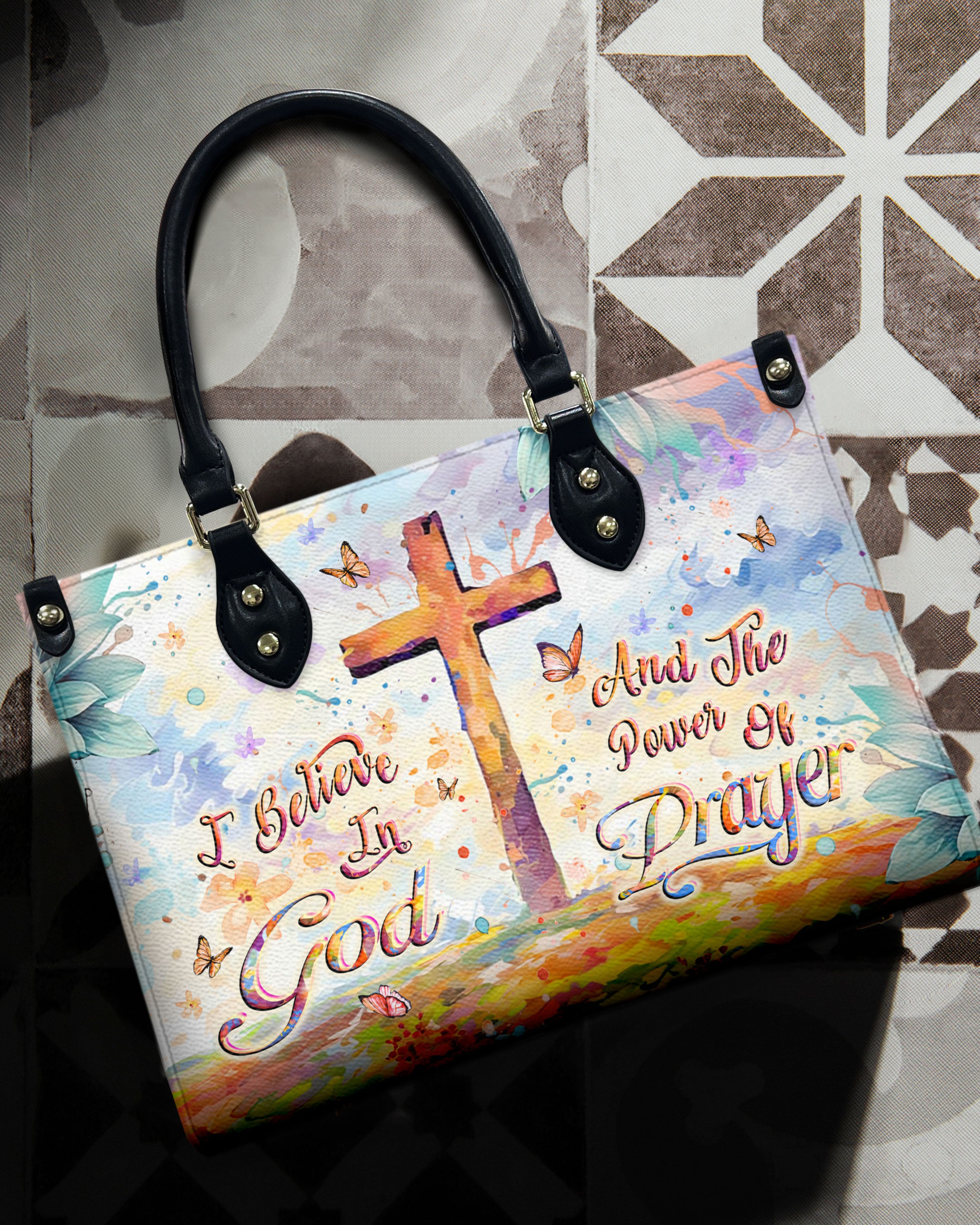 I Believe In God Leather Handbag - Yhlt1907242