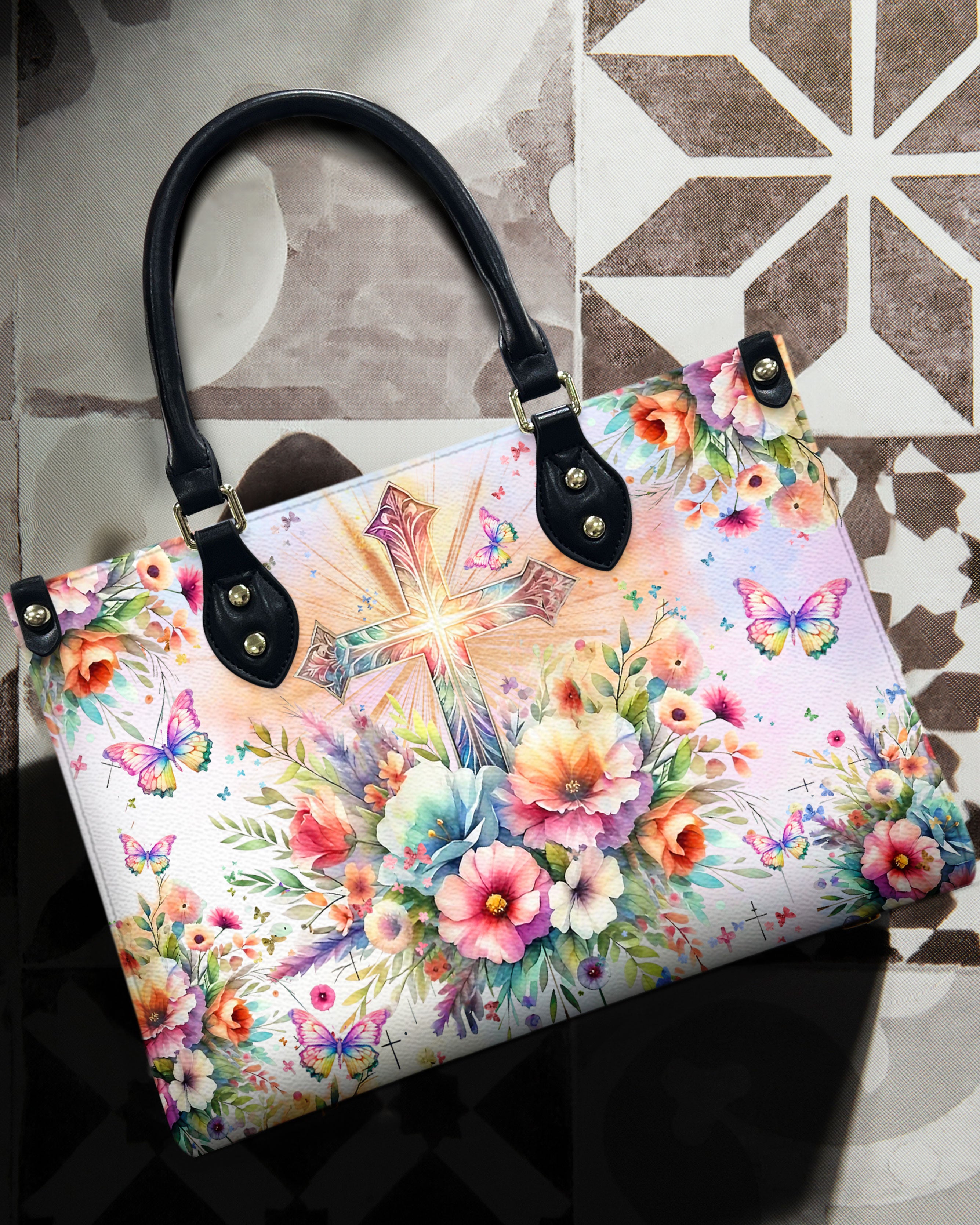 Cross Flowers Leather Handbag - Yhln1507244