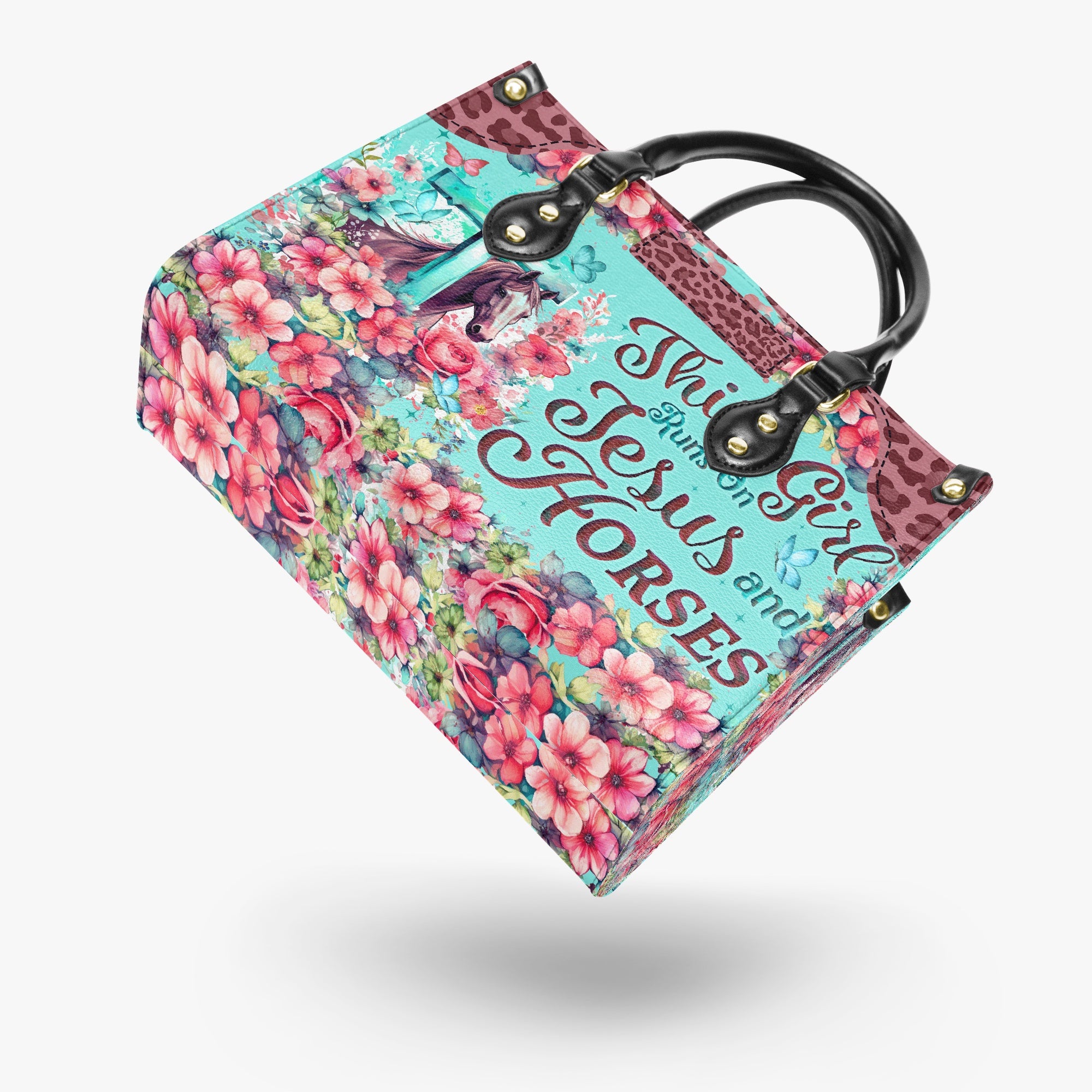 Runs On Jesus And Horses Leather Handbag - Tyqy0404242