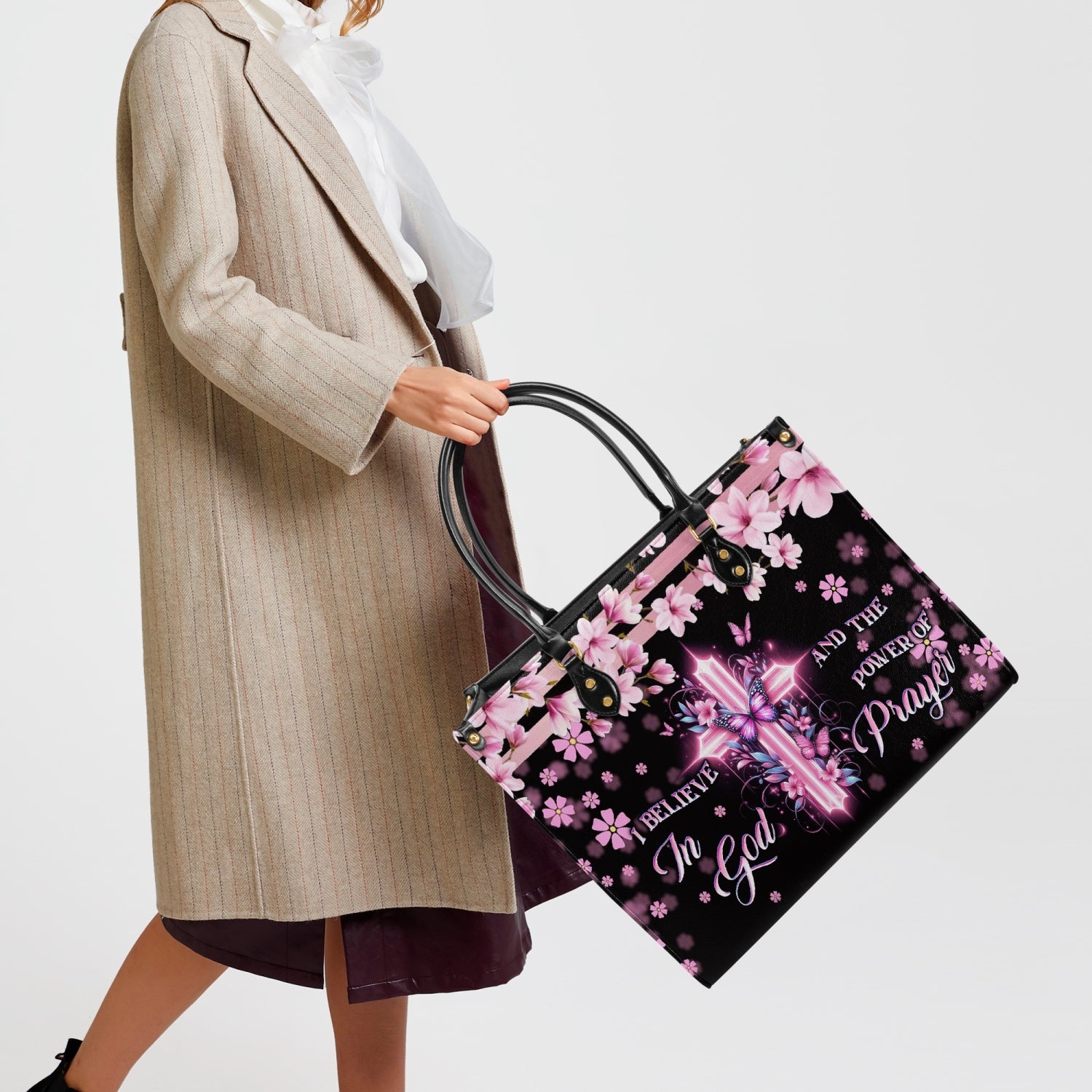 I Believe In God Leather Handbag - Yhkd2703243