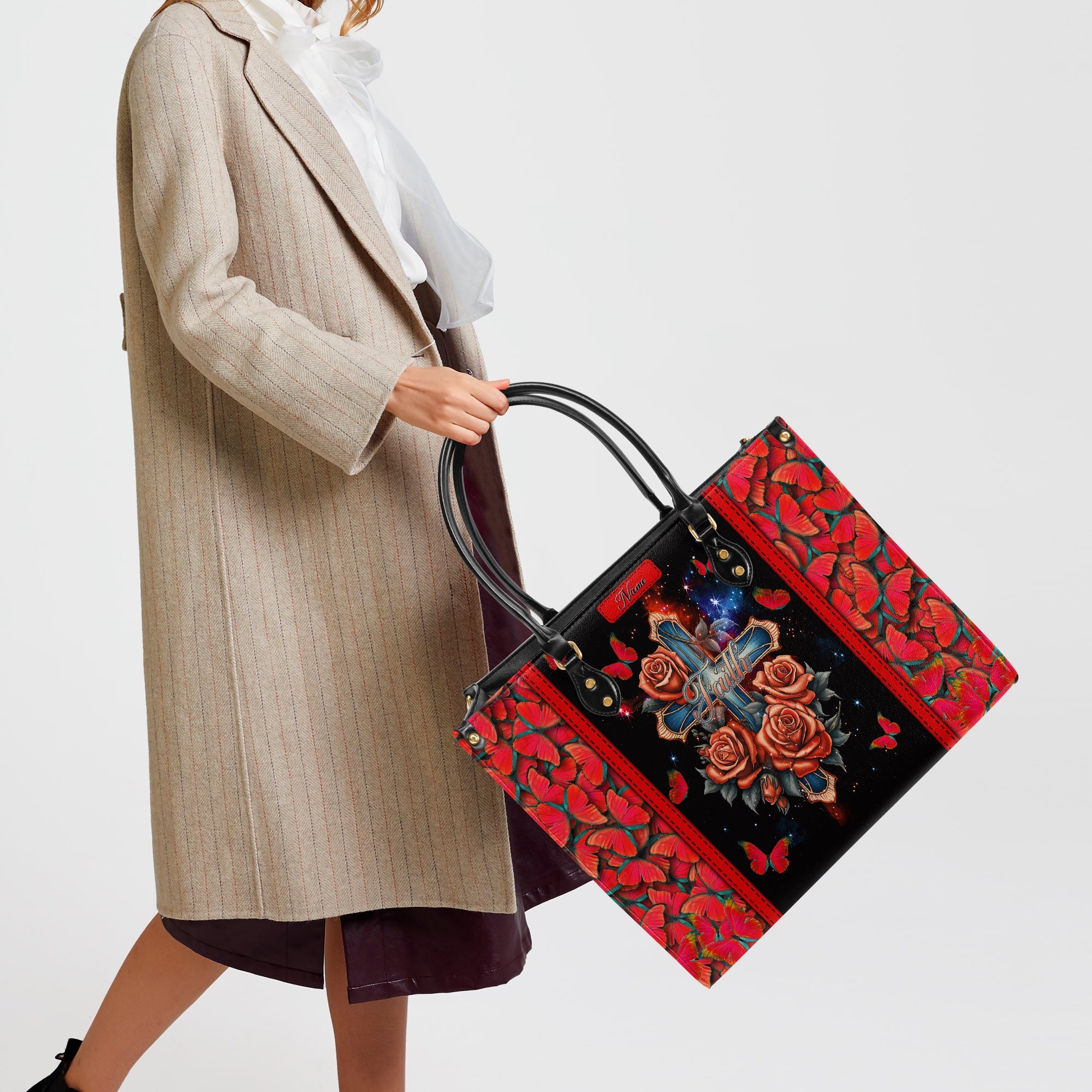 Faith Cross Rose Vintage Leather Handbag - Tltw0104243