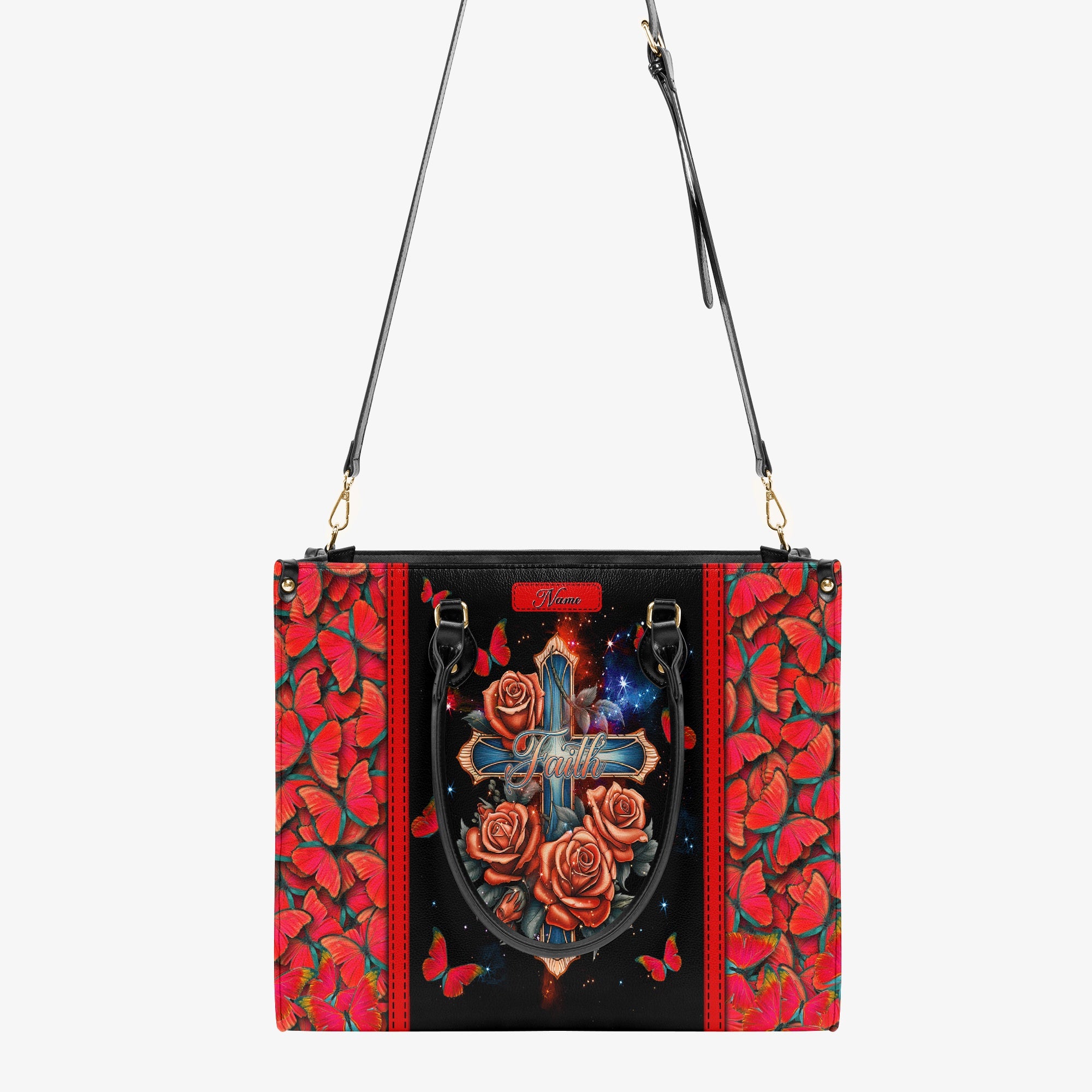 Faith Cross Rose Vintage Leather Handbag - Tltw0104243