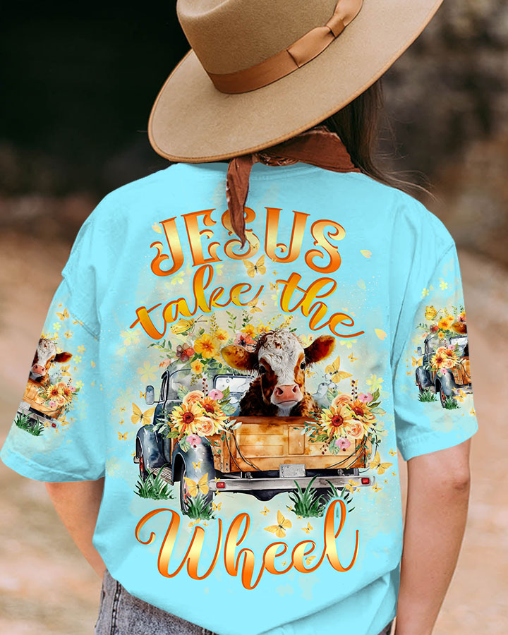 Jesus Take The Wheel Cow Truck Women's All Over Print Shirt - Tltw0512234