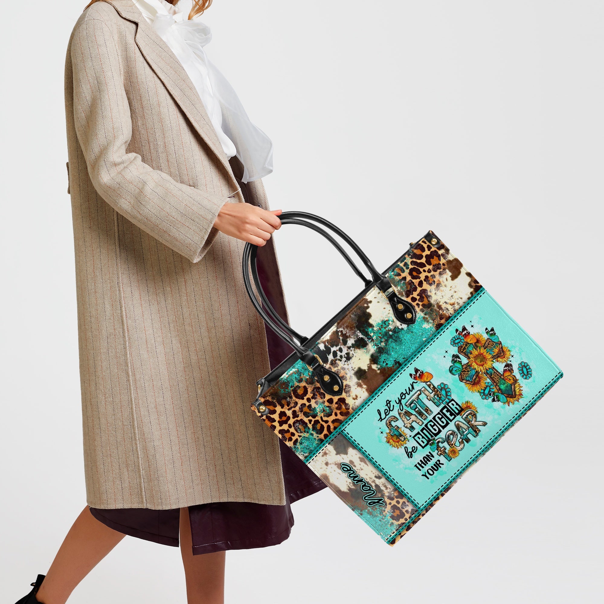 Let Your Faith Be Bigger Than Your Fear Leather Handbag - Tltr2603242