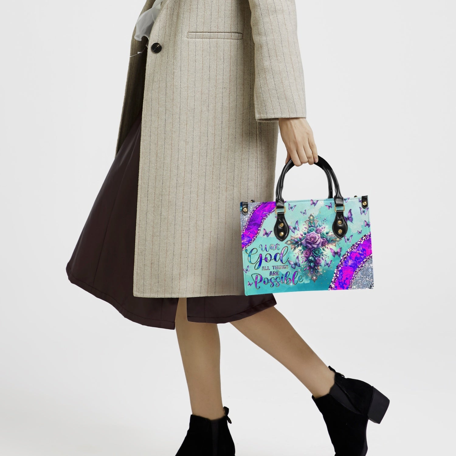 With God All Things Are Possible Leather Handbag - Tlnz0304242