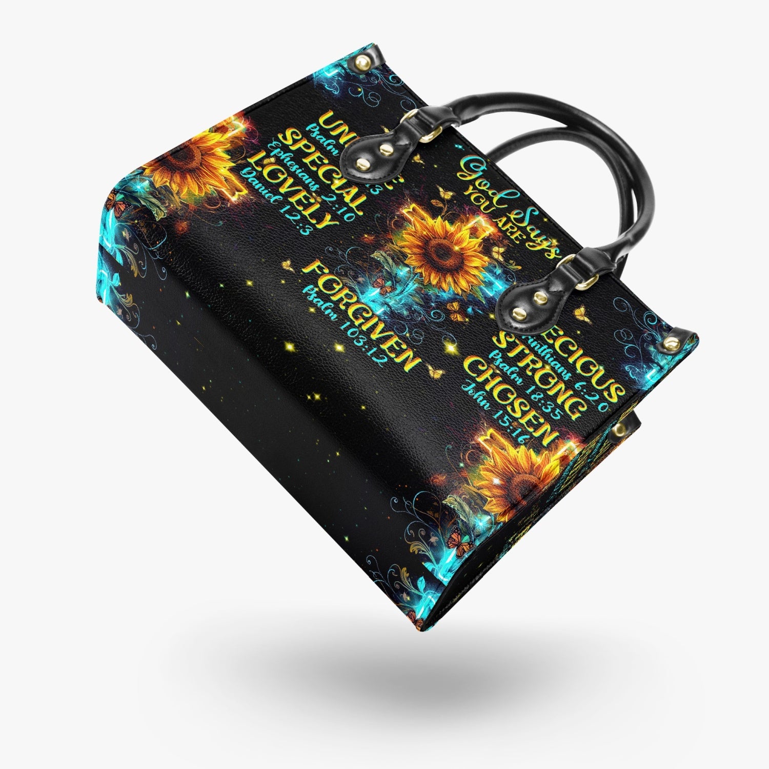 God Says You Are Sunflower Leather Handbag - Tlnt2603241