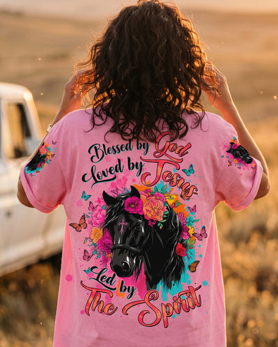 Blessed By God Loved By Jesus Horse Women's All Over Print Shirt - Tltw0107264