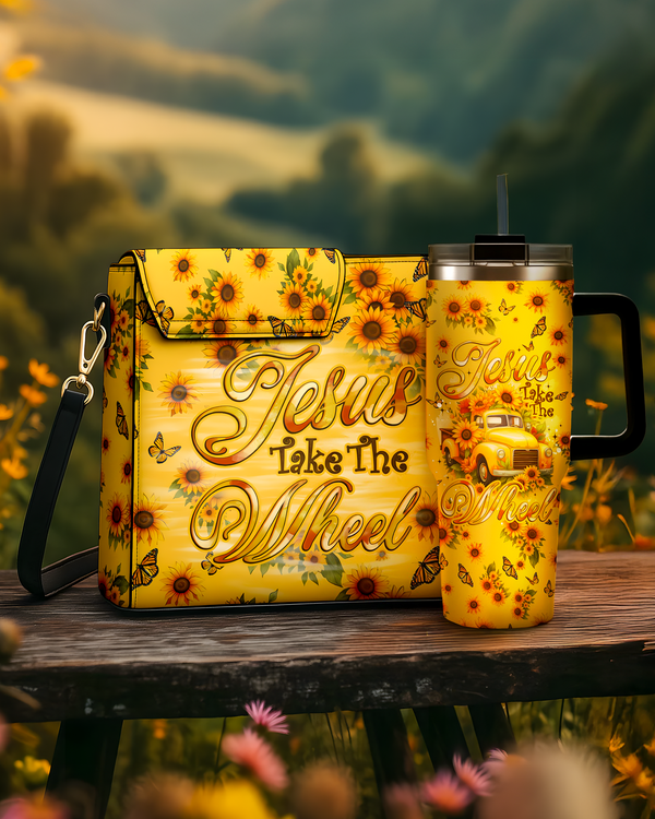 Jesus Take The Wheel Sunflowers Leather Tumbler Storage Bag - Tyqy2308255