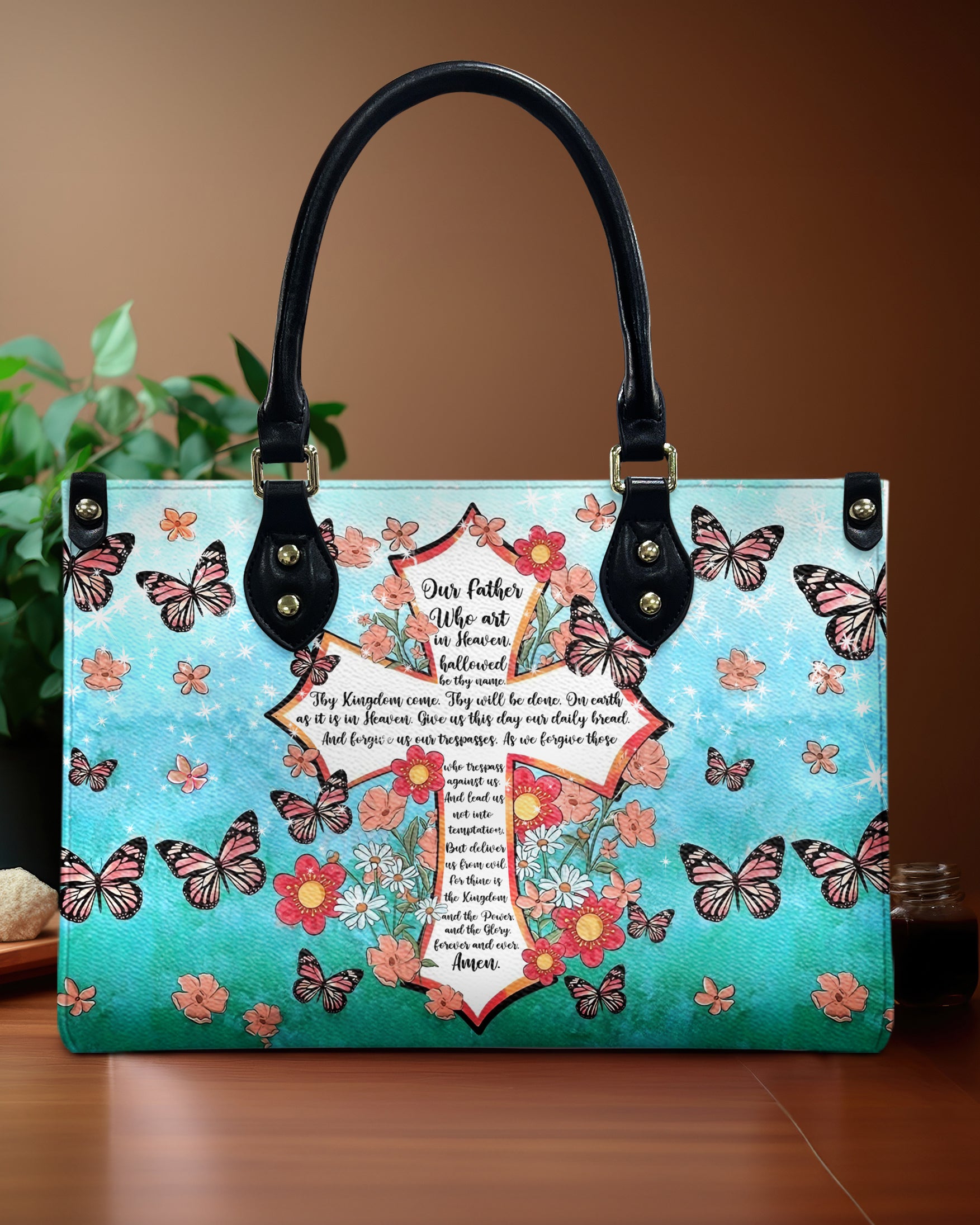 The Lord's Prayer Leather Handbag - Yhhg1807243