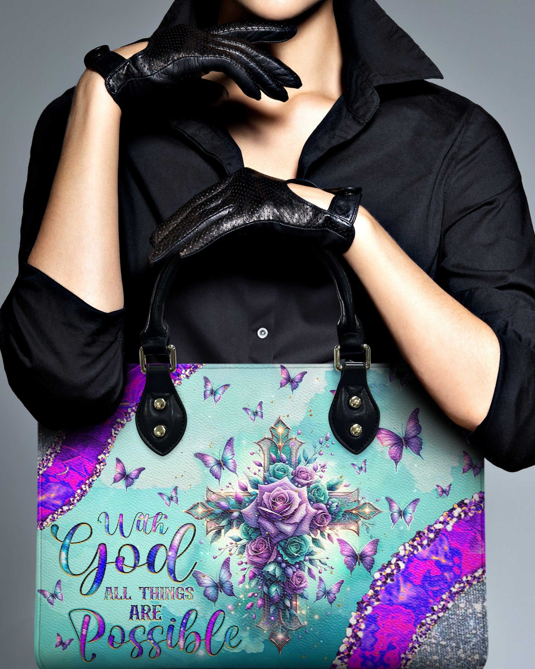 With God All Things Are Possible Leather Handbag - Tlnz0304242