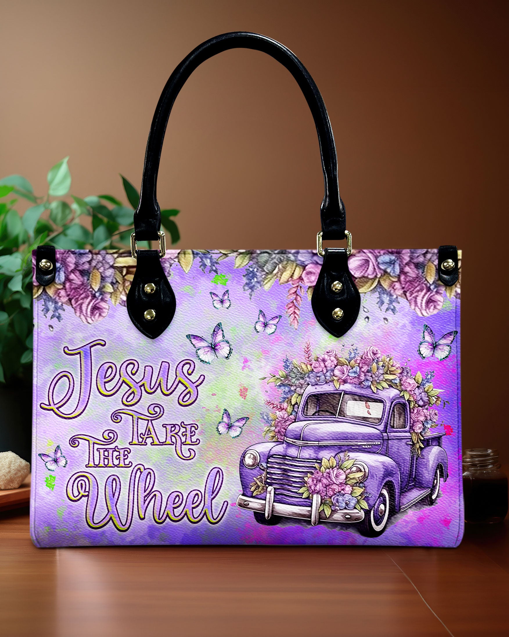Jesus Take The Wheel Leather Handbag - Tlnz1008244