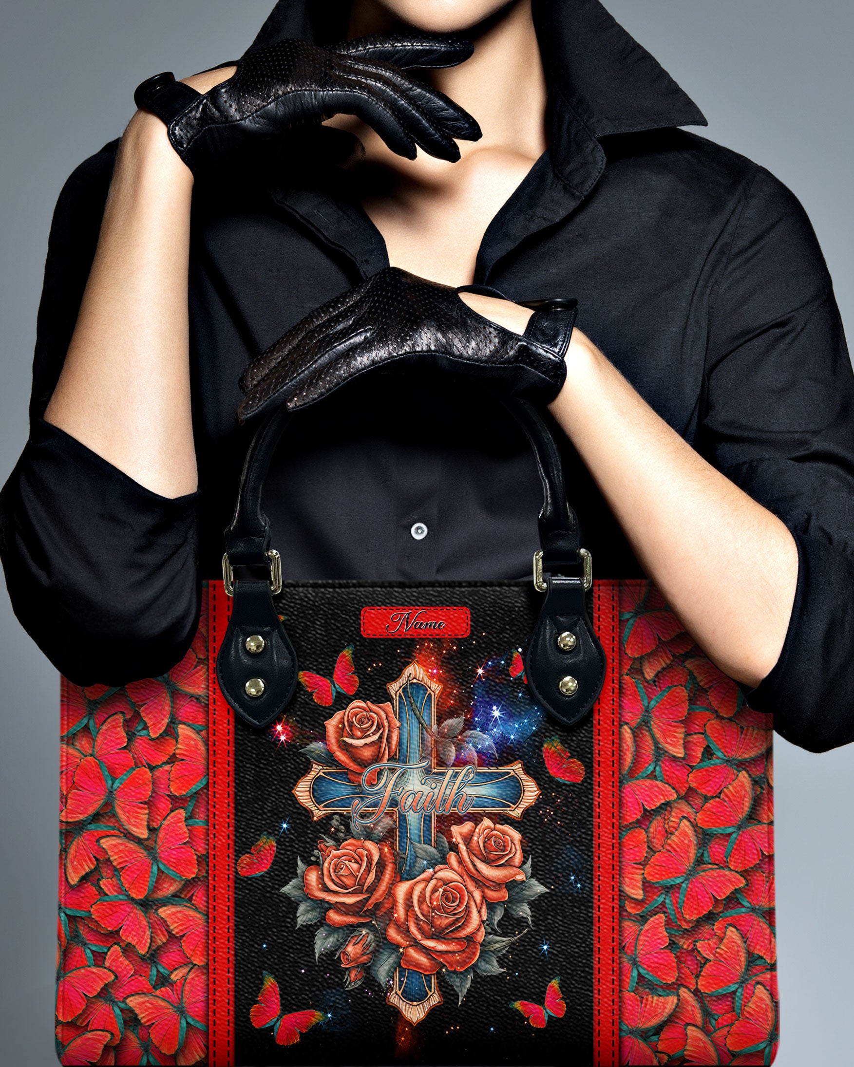 Faith Cross Rose Vintage Leather Handbag - Tltw0104243