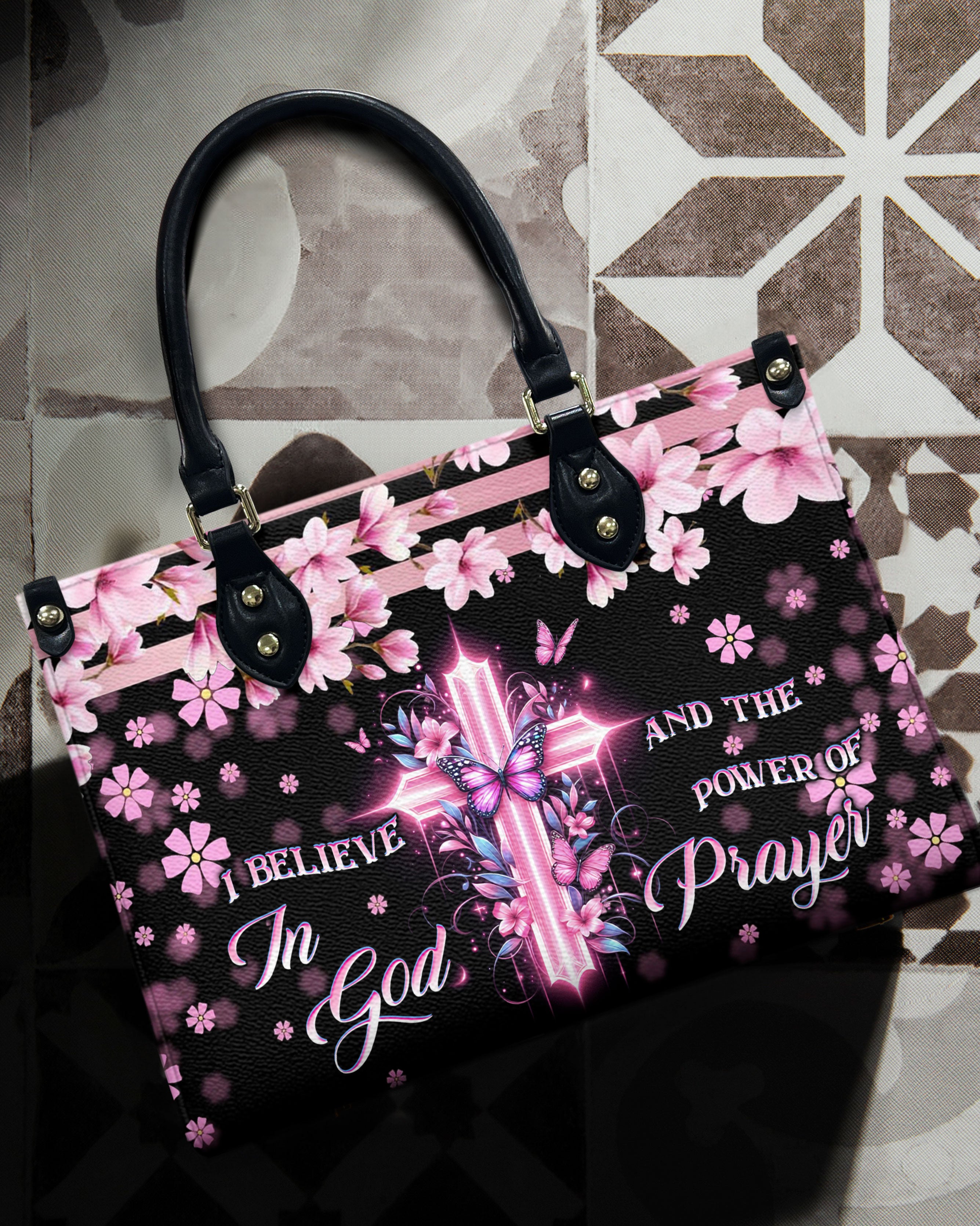 I Believe In God Leather Handbag - Yhkd2703243
