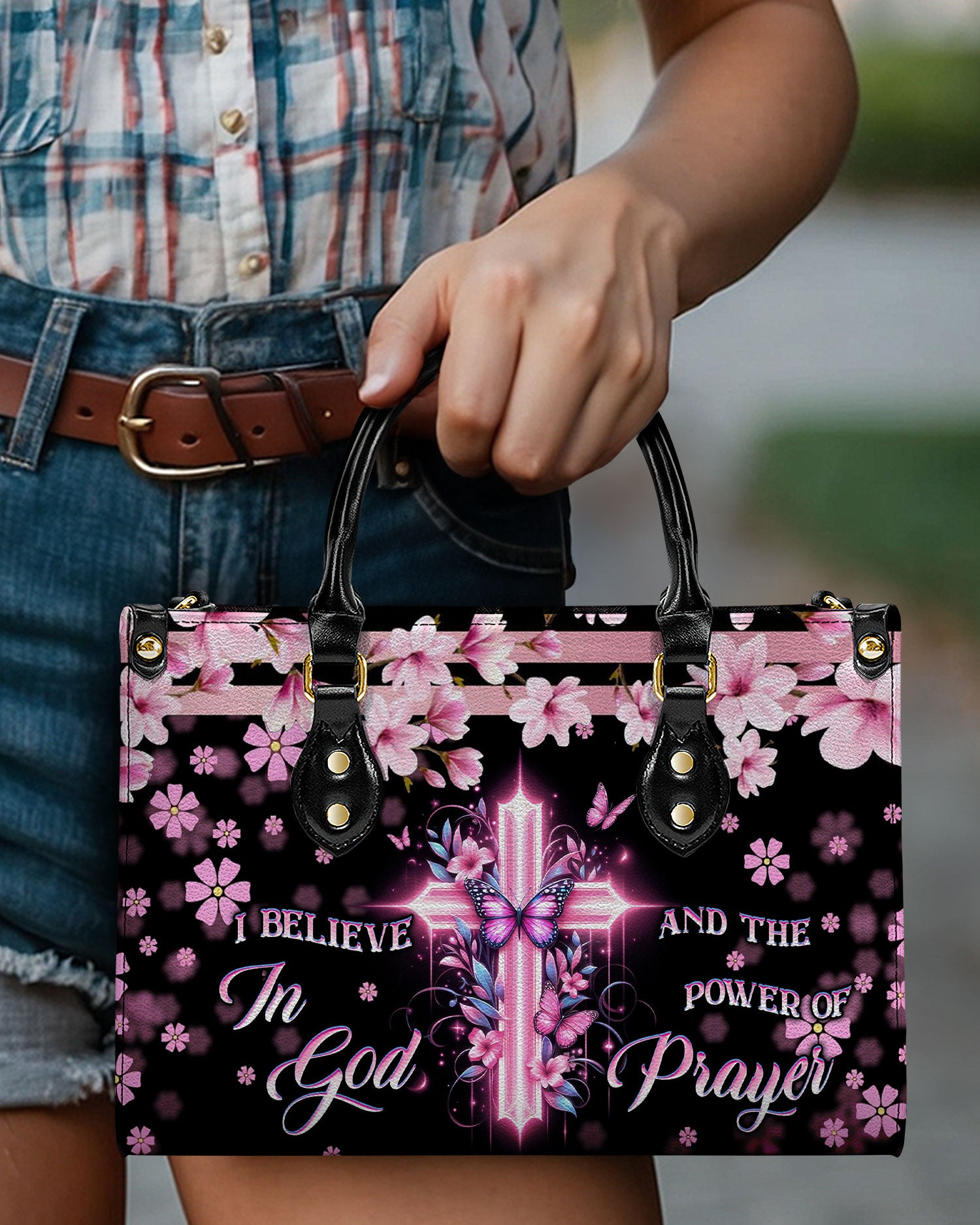I Believe In God Leather Handbag - Yhkd2703243