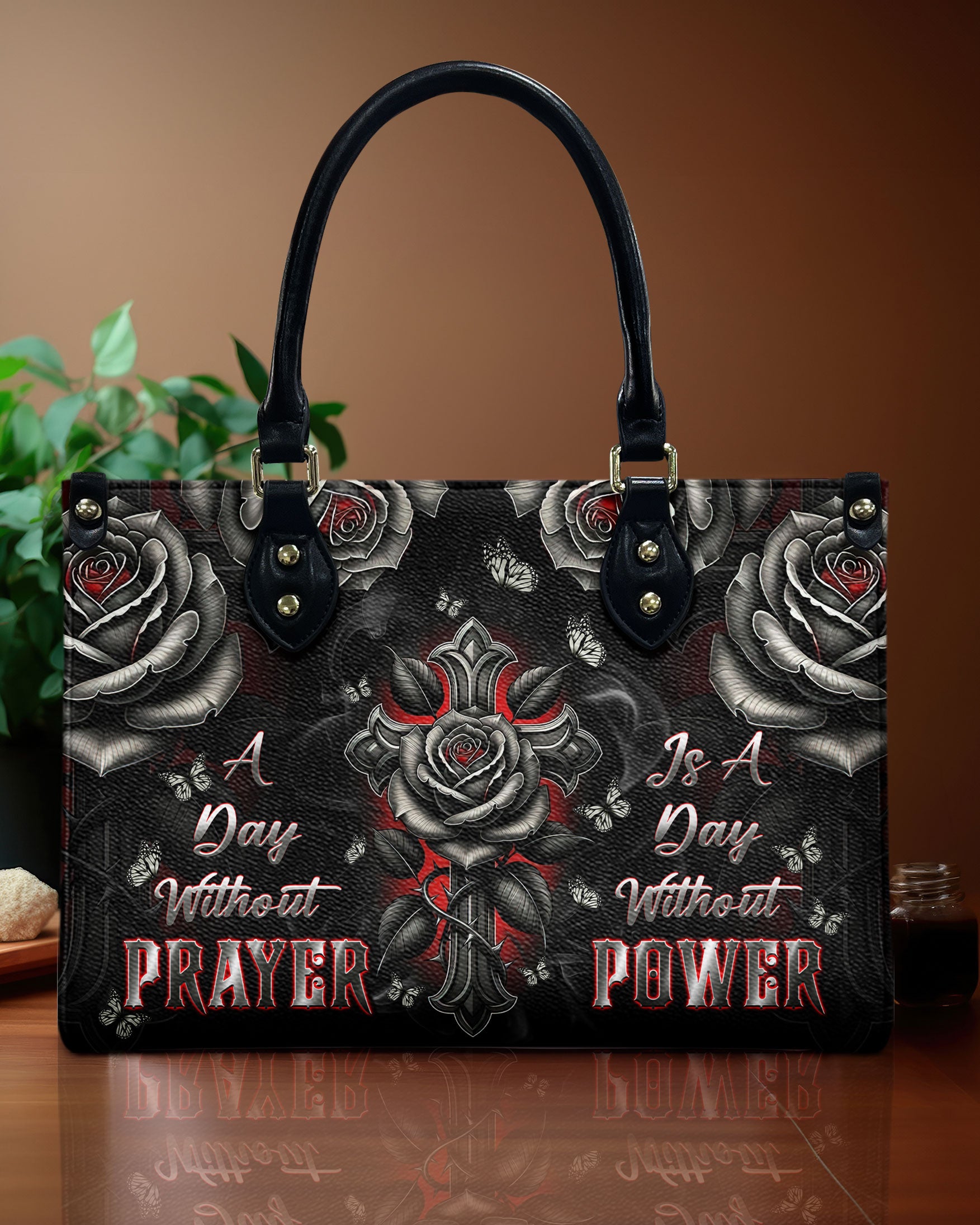 A Day Without Prayer Is A Day Without Power Leather Handbag  - Tlnt2612244