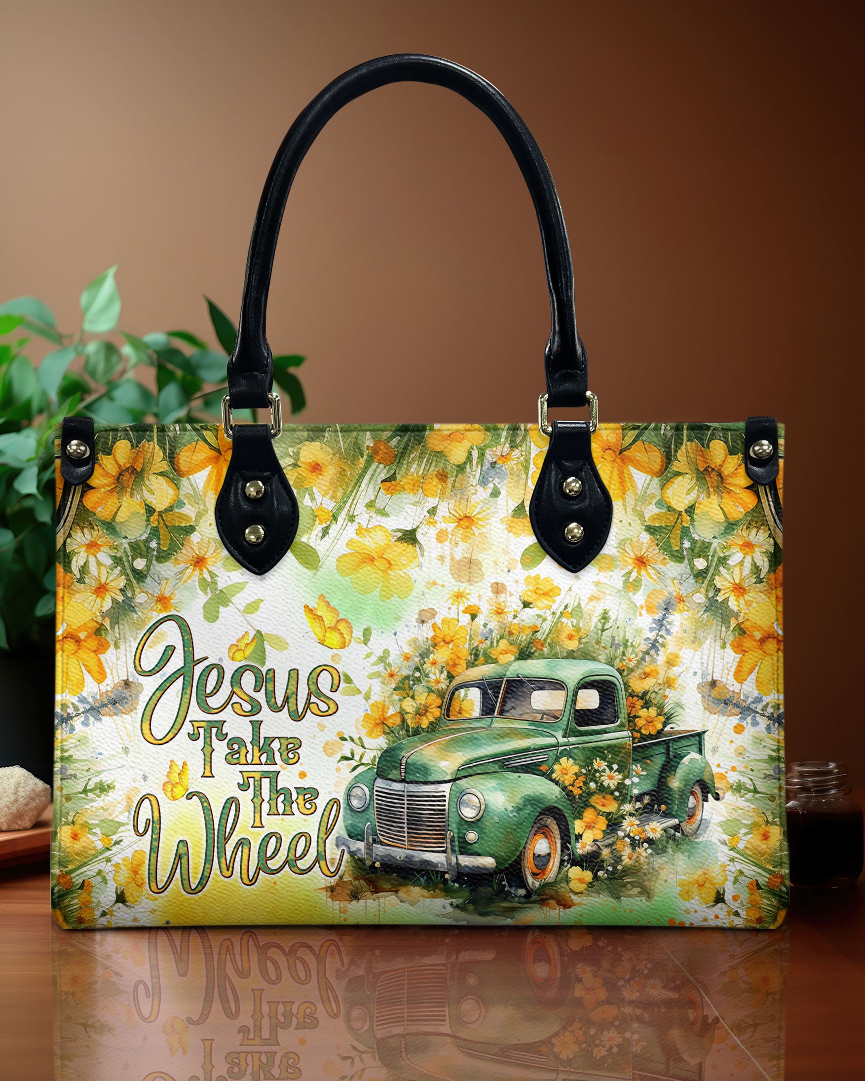 Jesus Take The Wheel Leather Handbag - Tlnt0808244