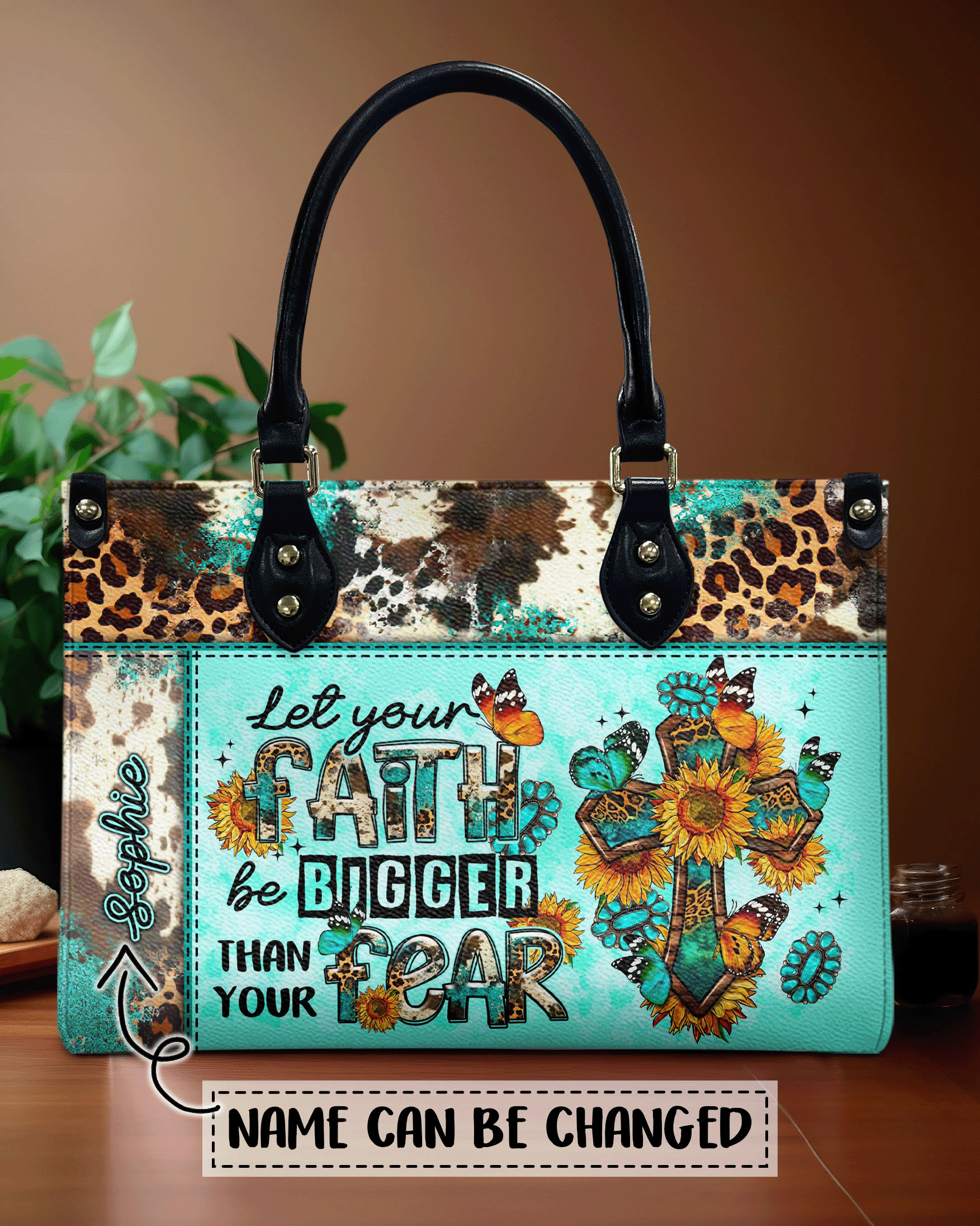 Let Your Faith Be Bigger Than Your Fear Leather Handbag - Tltr2603242