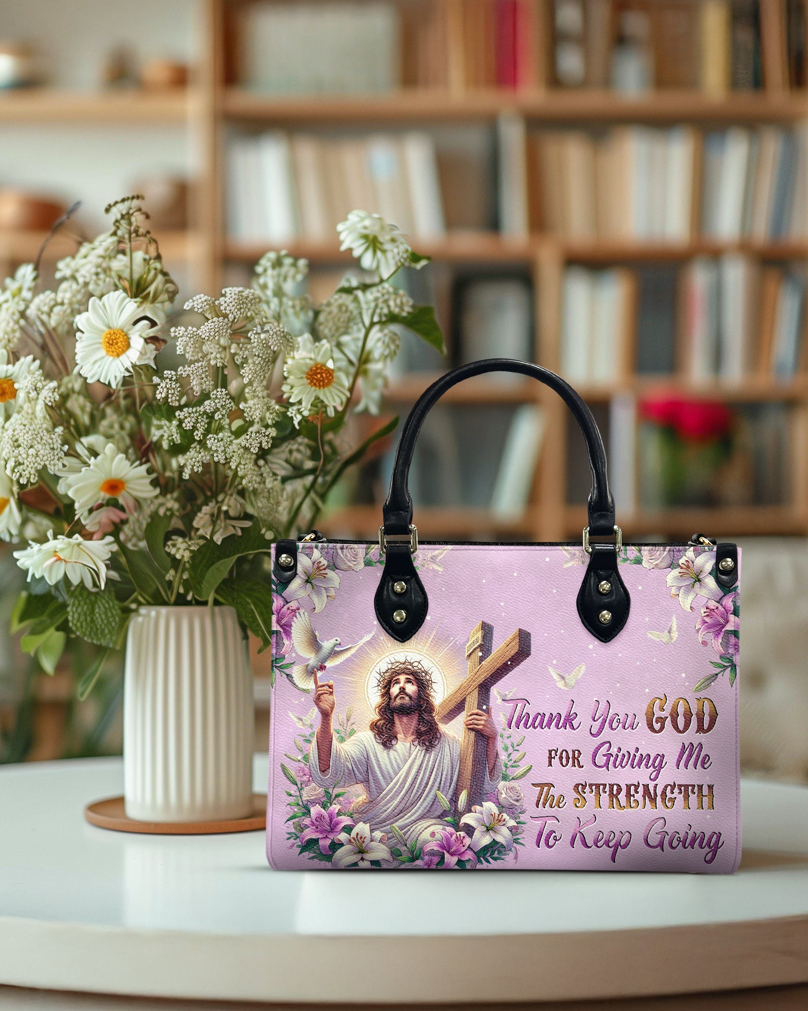 Thank You God Leather Handbag - Tytd1004252