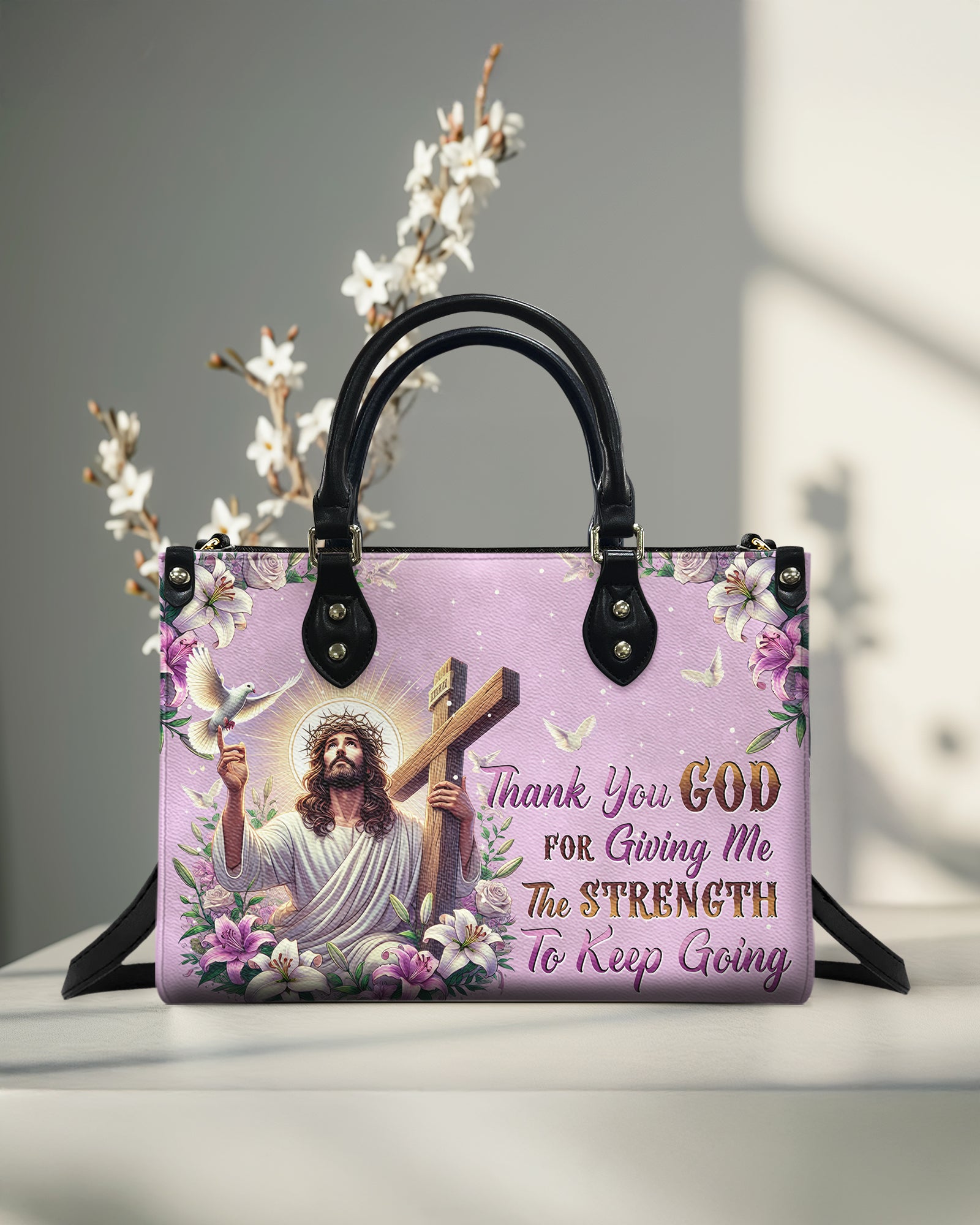 Thank You God Leather Handbag - Tytd1004252