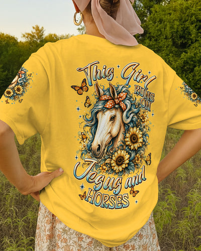 This Girl Runs On Jesus And Horses Women's All Over Print Shirt - Tlnt0307262