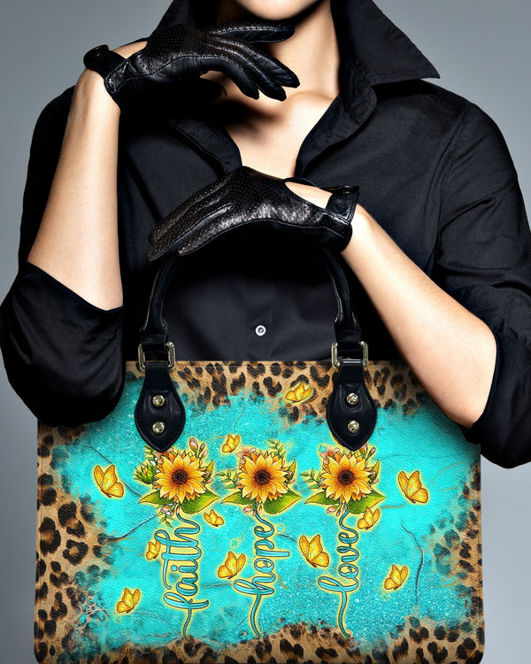 Faith Hope Love Sunflowers Leather Handbag - Tltw0111243