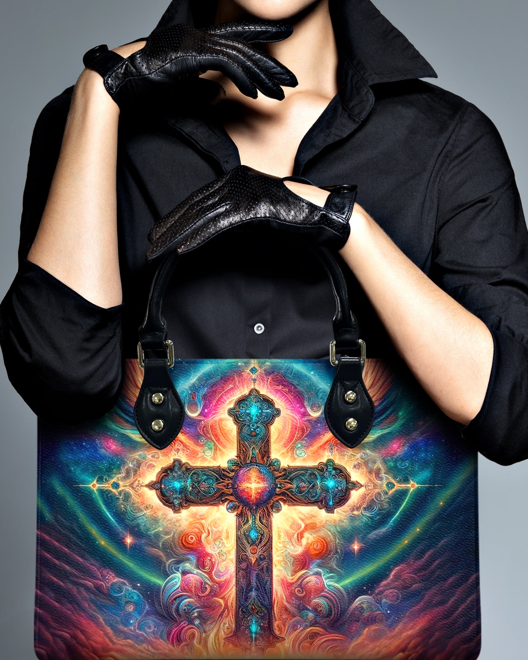 Psychedelic Cross Leather Handbag - Yhhg2811245