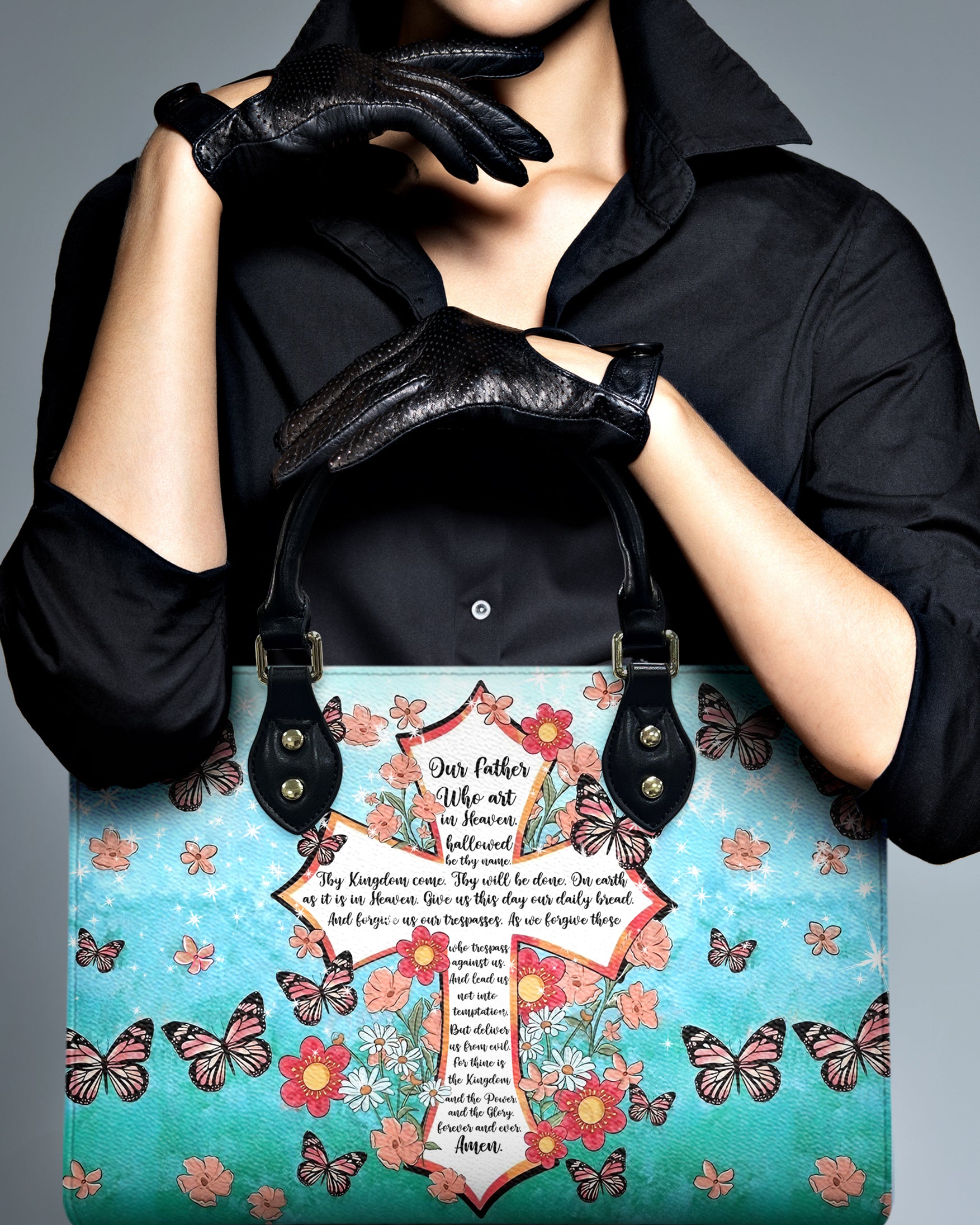 The Lord's Prayer Leather Handbag - Yhhg1807243