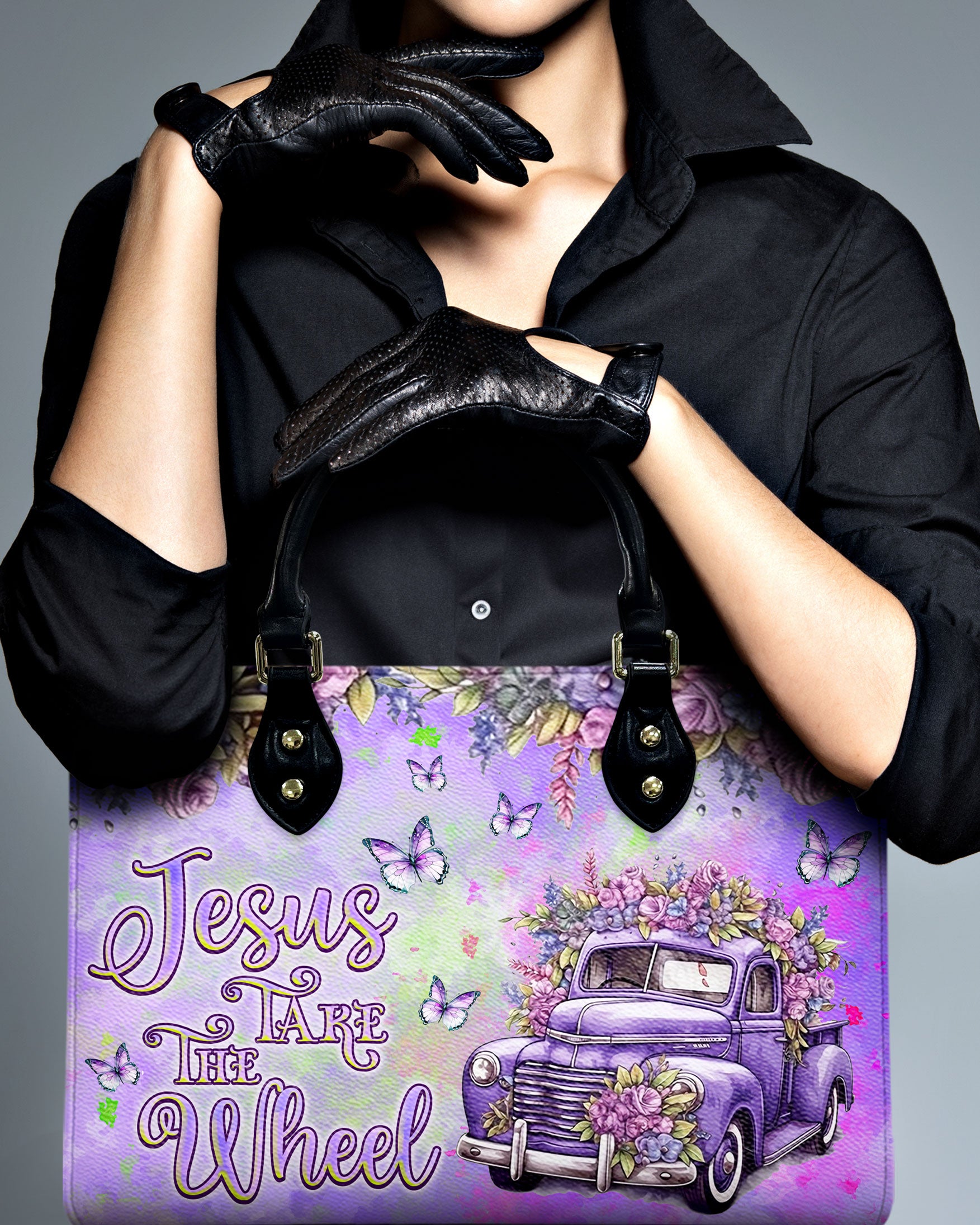 Jesus Take The Wheel Leather Handbag - Tlnz1008244
