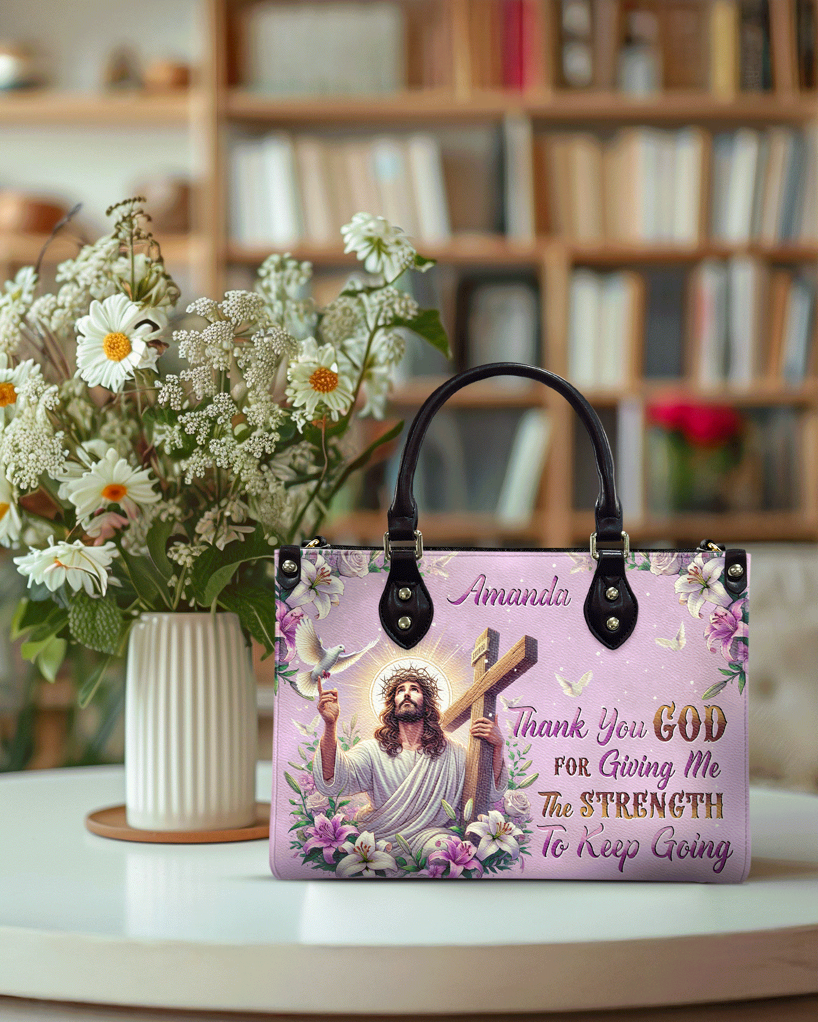 Thank You God Leather Handbag - Tytd1004252