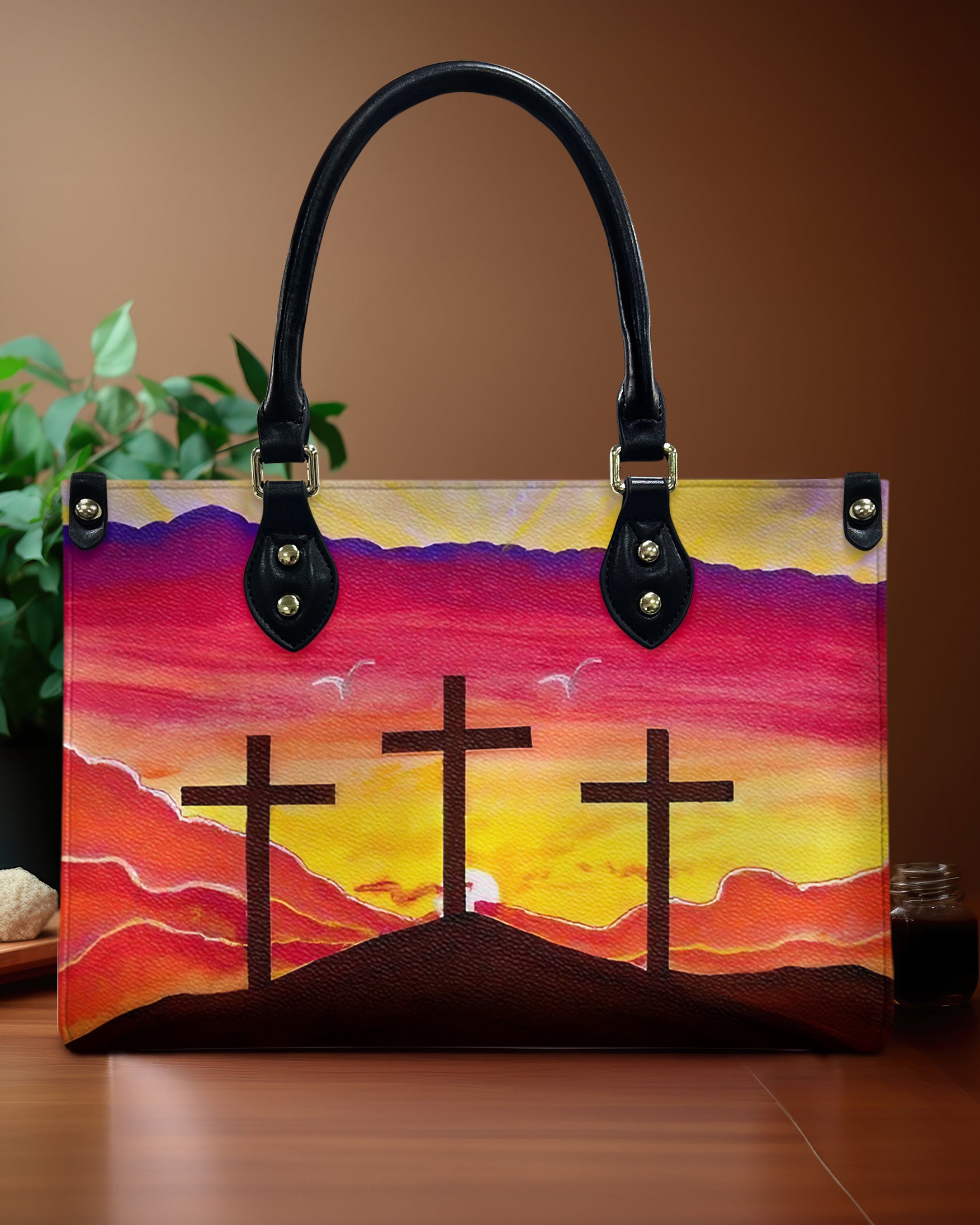 Painting Cross Faith Leather Handbag - Yhhg1411245