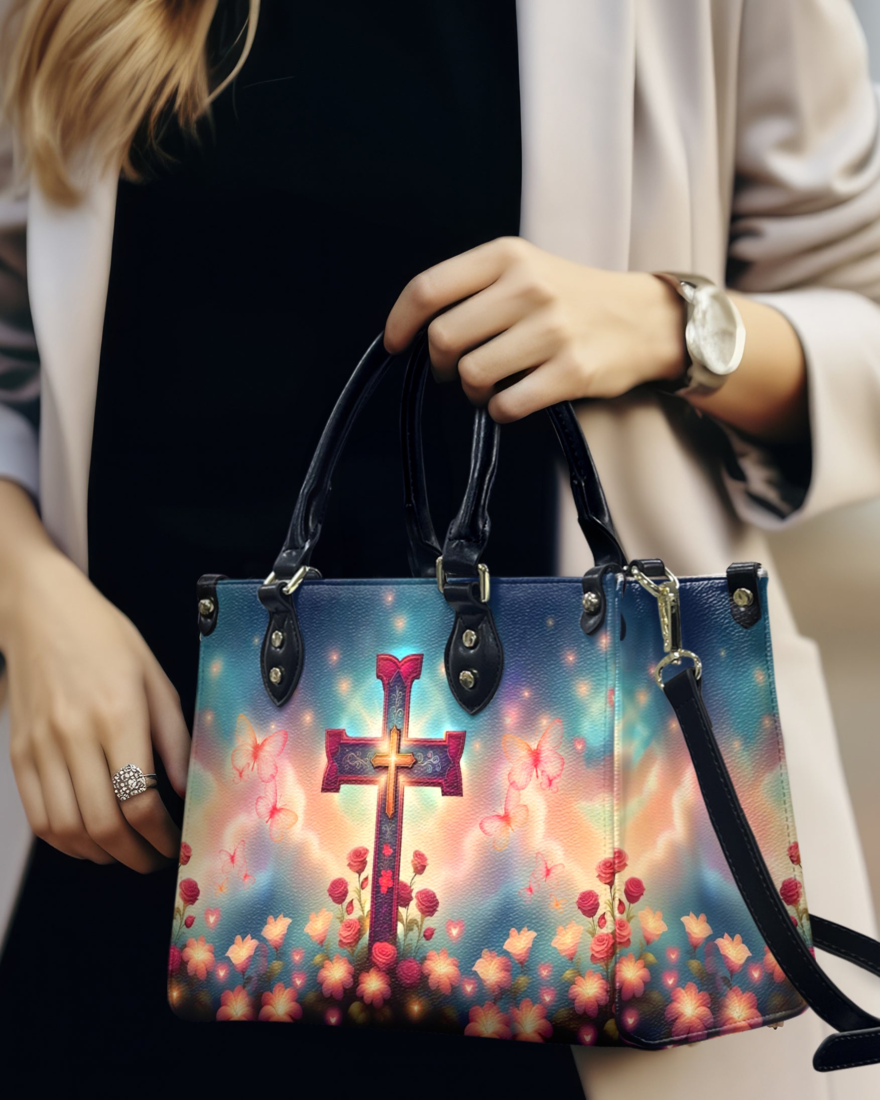 Cross Flower Leather Handbag - Yhhg0612244