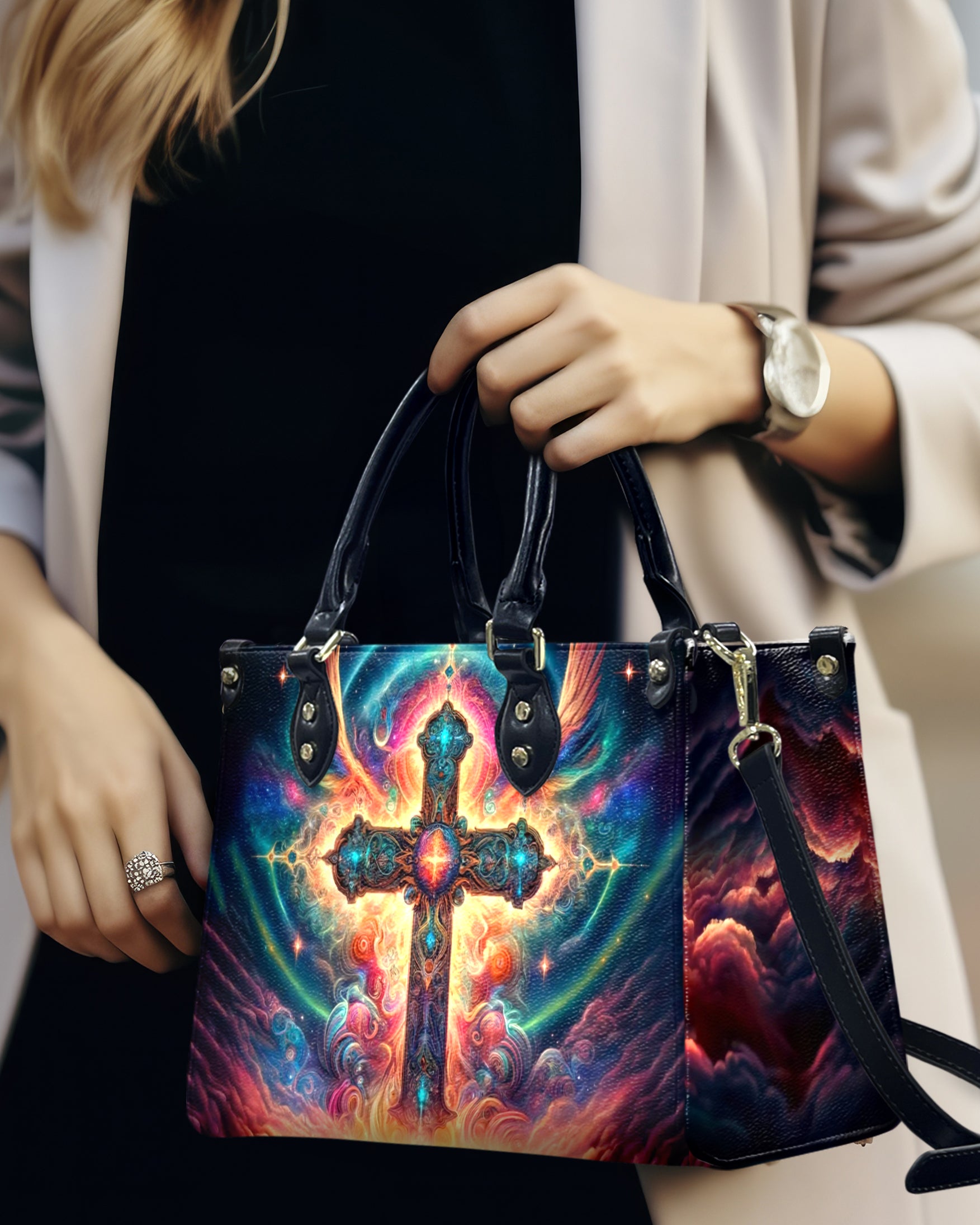 Psychedelic Cross Leather Handbag - Yhhg2811245