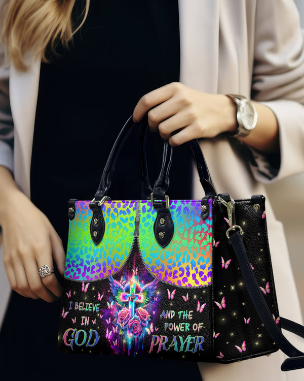 I Believe In God Cross Wings Rose Leather Handbag - Tlnz0104241
