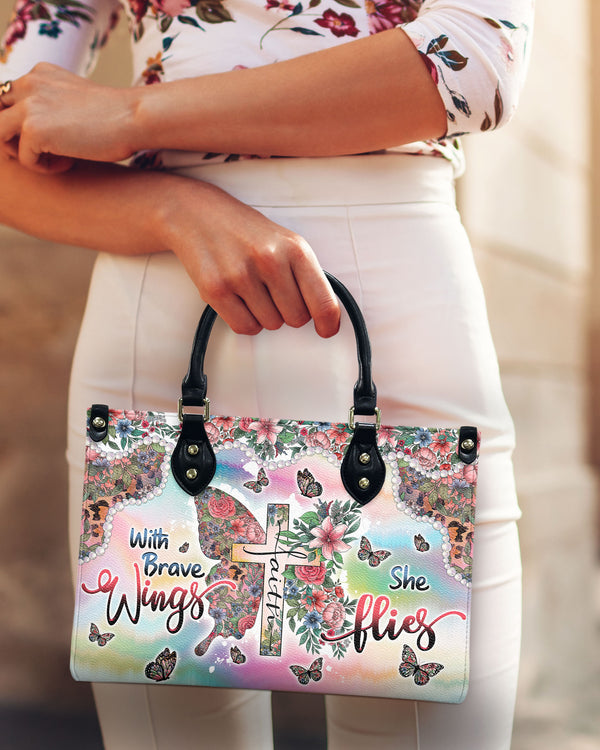 With Brave Wings She Flies Leather Handbag - Tltw0204248