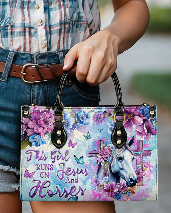 Runs On Jesus And Horses Leather Handbag - Tlnz0404242