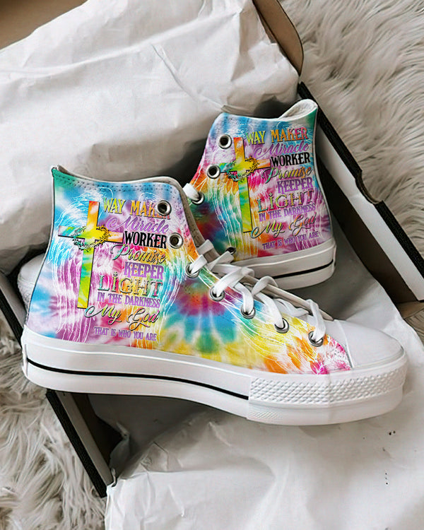 Promise Keeper Light In The Darkness Tie Dye High Top Canvas Shoes - Tytd2606232