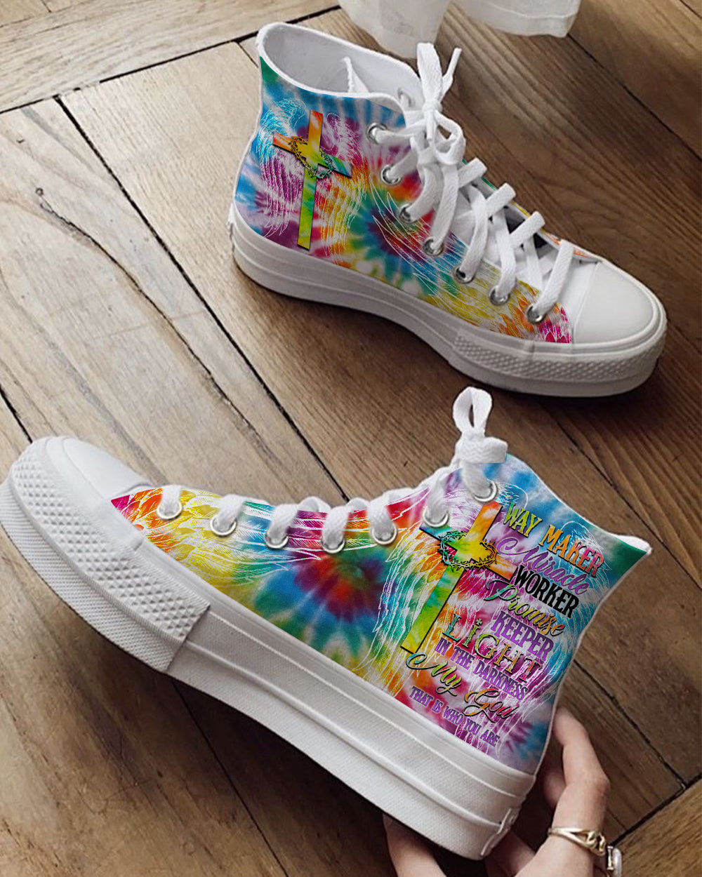 Promise Keeper Light In The Darkness Tie Dye High Top Canvas Shoes - Tytd2606232