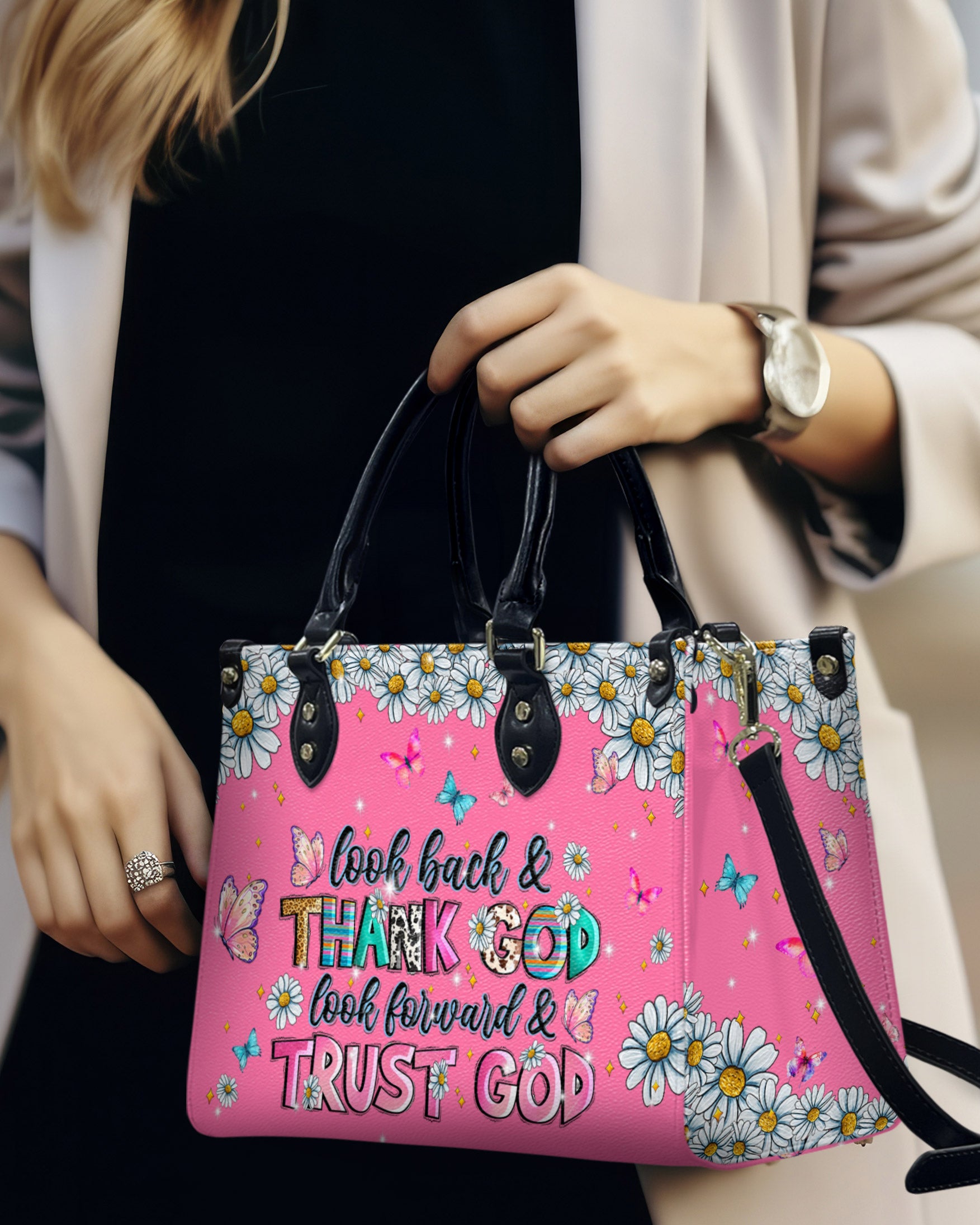 Look Back And Thank God Leather Handbag - Tlpq2606245