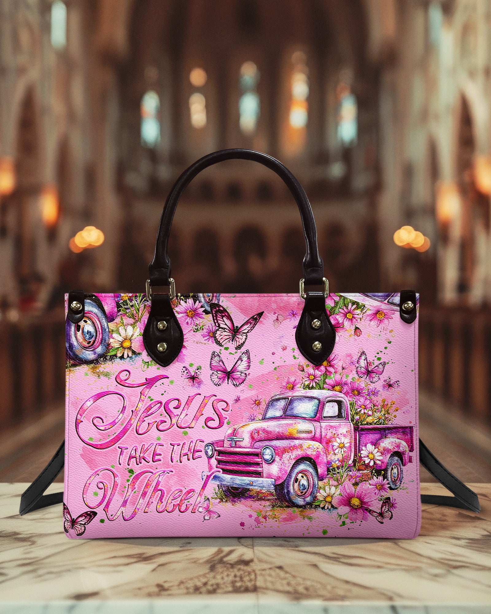 Jesus Take The Wheel Leather Handbag - Tyqy1604256