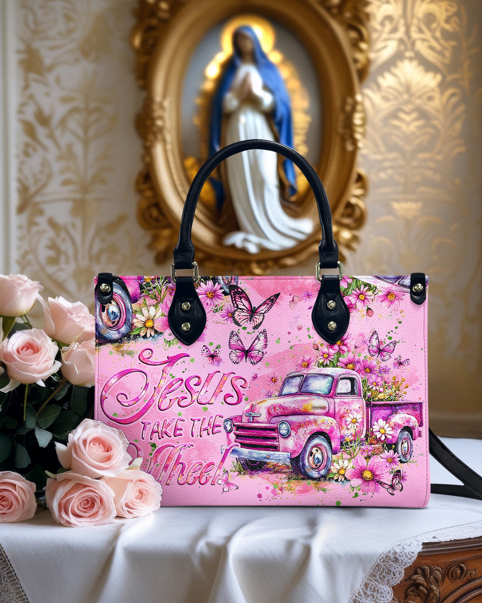 Jesus Take The Wheel Leather Handbag - Tyqy1604256