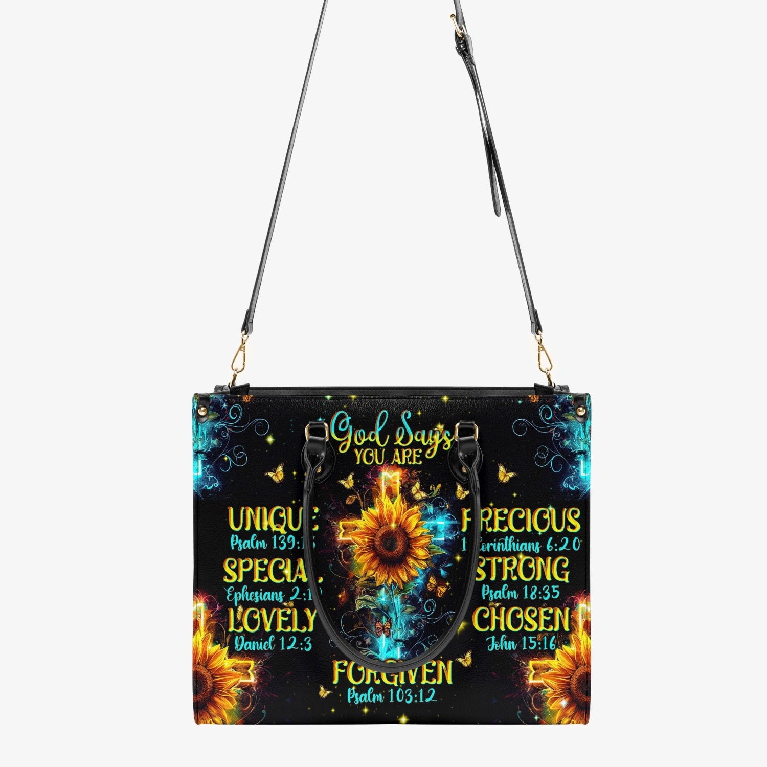 God Says You Are Sunflower Leather Handbag - Tlnt2603241