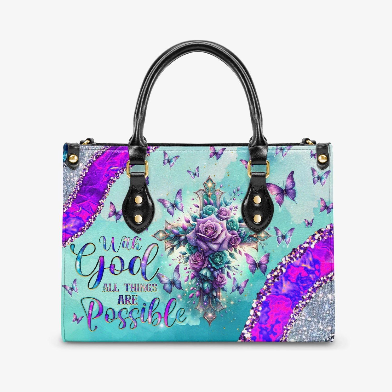 With God All Things Are Possible Leather Handbag - Tlnz0304242