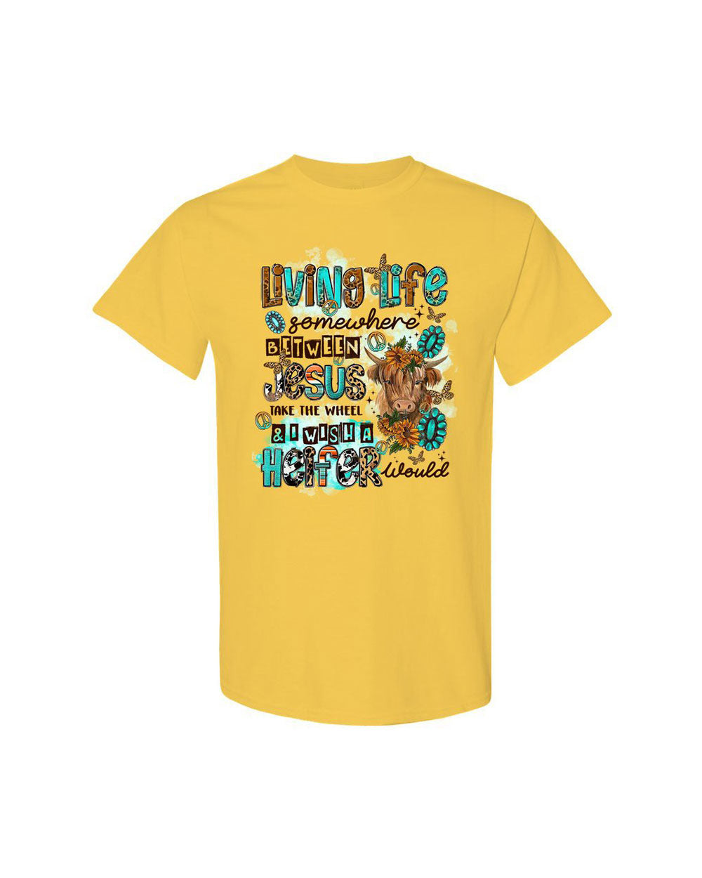 Living Life Somewhere Between Jesus Cow Cotton Shirt - Tltr1309235