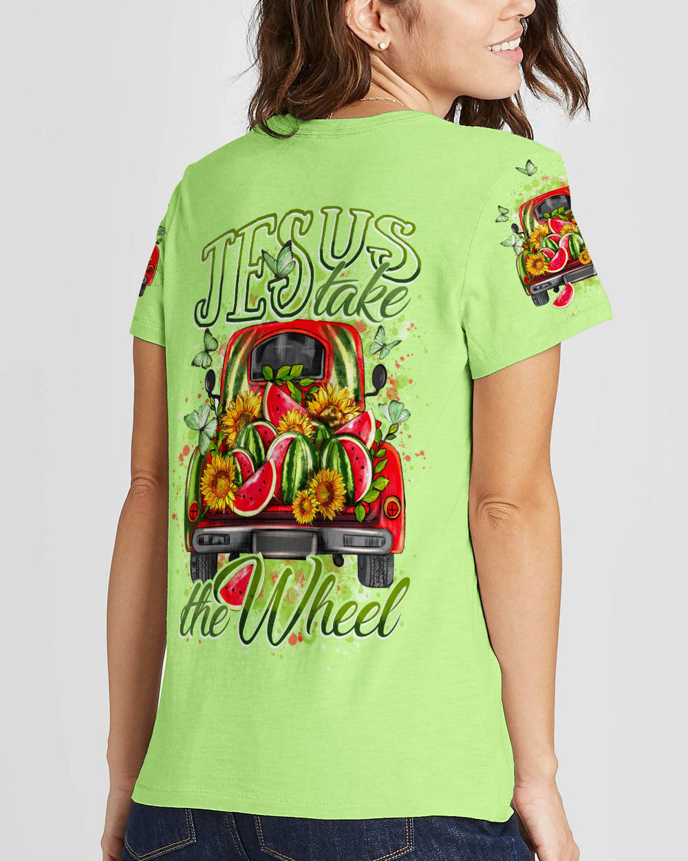 Jesus Take The Wheel Watermelon Women's All Over Print Shirt - Tytd210