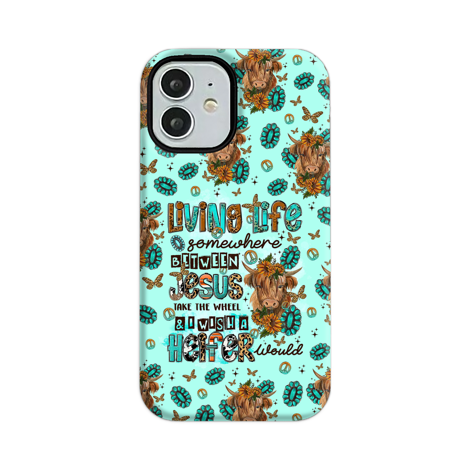 Living Life Somewhere Between Jesus Cow Phone Case - Tltr1309238