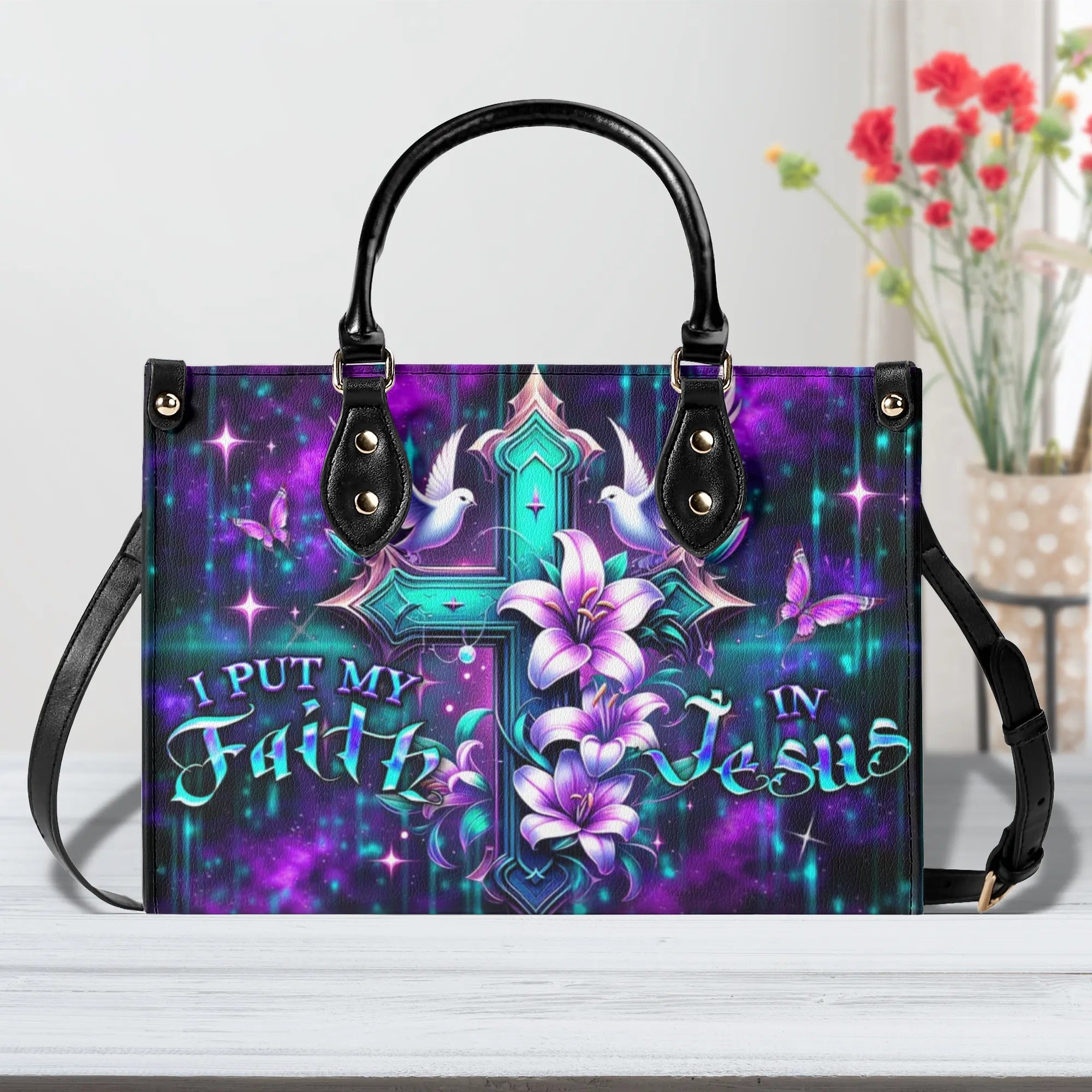 I Put My Faith In Jesus Leather Handbag - Yhdu0410245